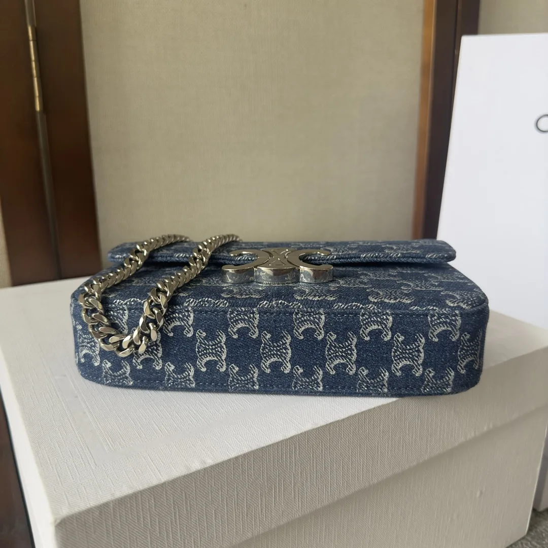 Celine Silver Triomphe Denim Shoulder Bag product photo from LabelPicks