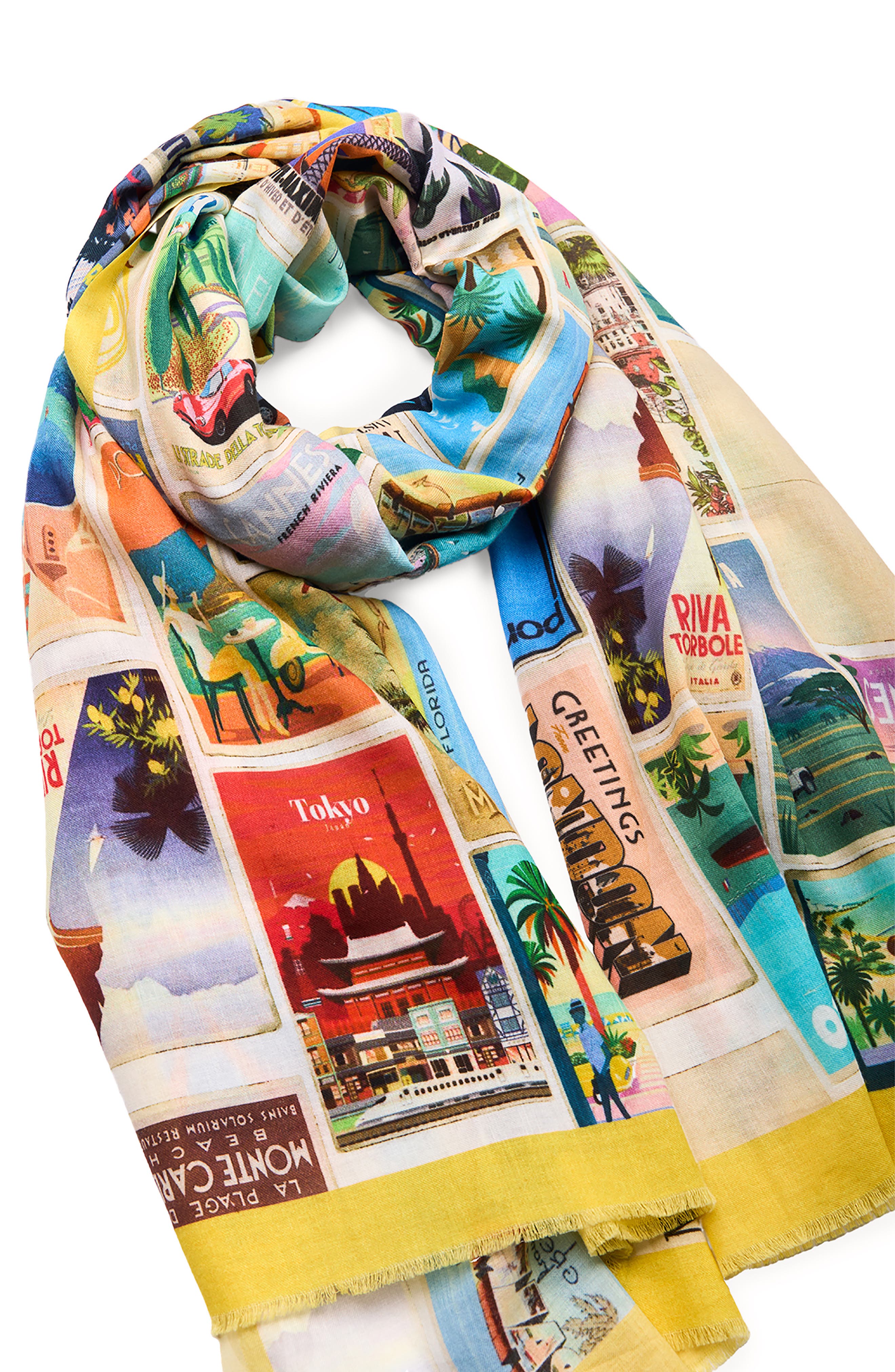 SAACHI Traveler Postcard Cotton Scarf