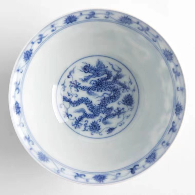Limited Edition Xiaoyuzhai Tea Set Hand-painted Imitation Mingqinghua Wearing Branches Double Dragon Pattern Open Cup Teacup Master Drink Cup Kung Fu Tea Ceremony