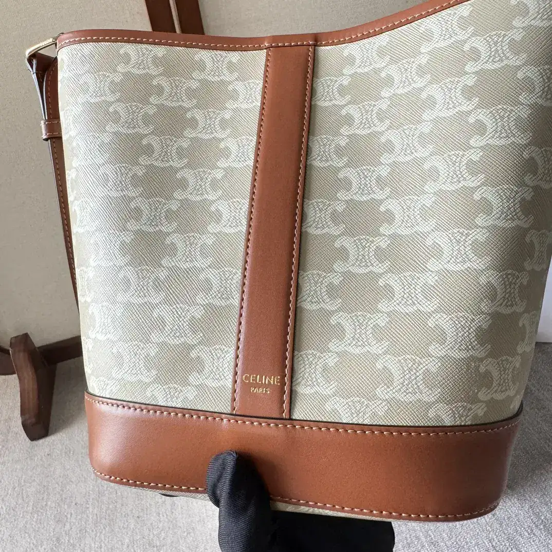 Celine Beige Folco Triomphe Canvas Bucket Bag product photo from LabelPicks