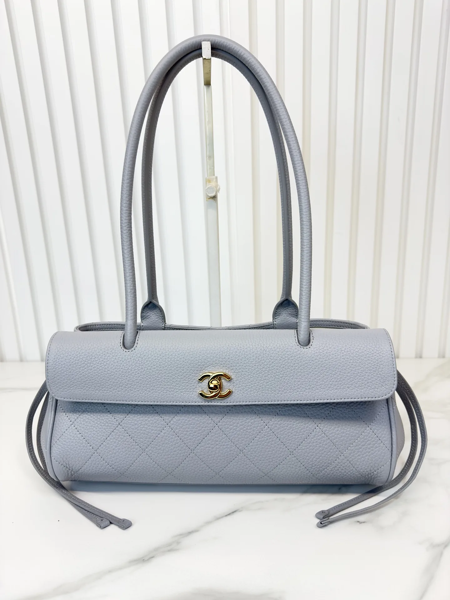 Chanel Grey Grained Leather Top Handle Bag product photo from LabelPicks