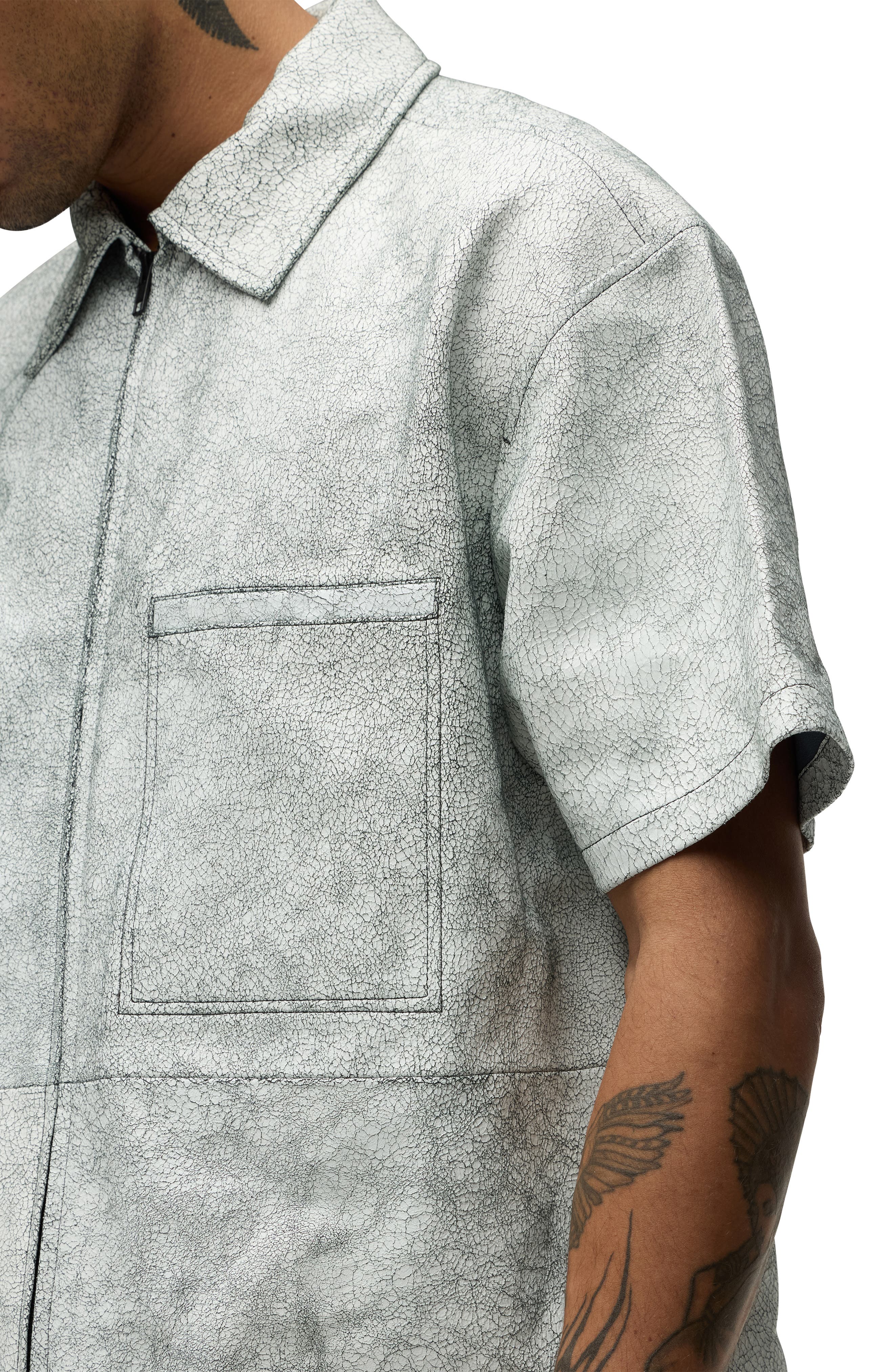 Hudson Jeans Leather Zip Front Shirt