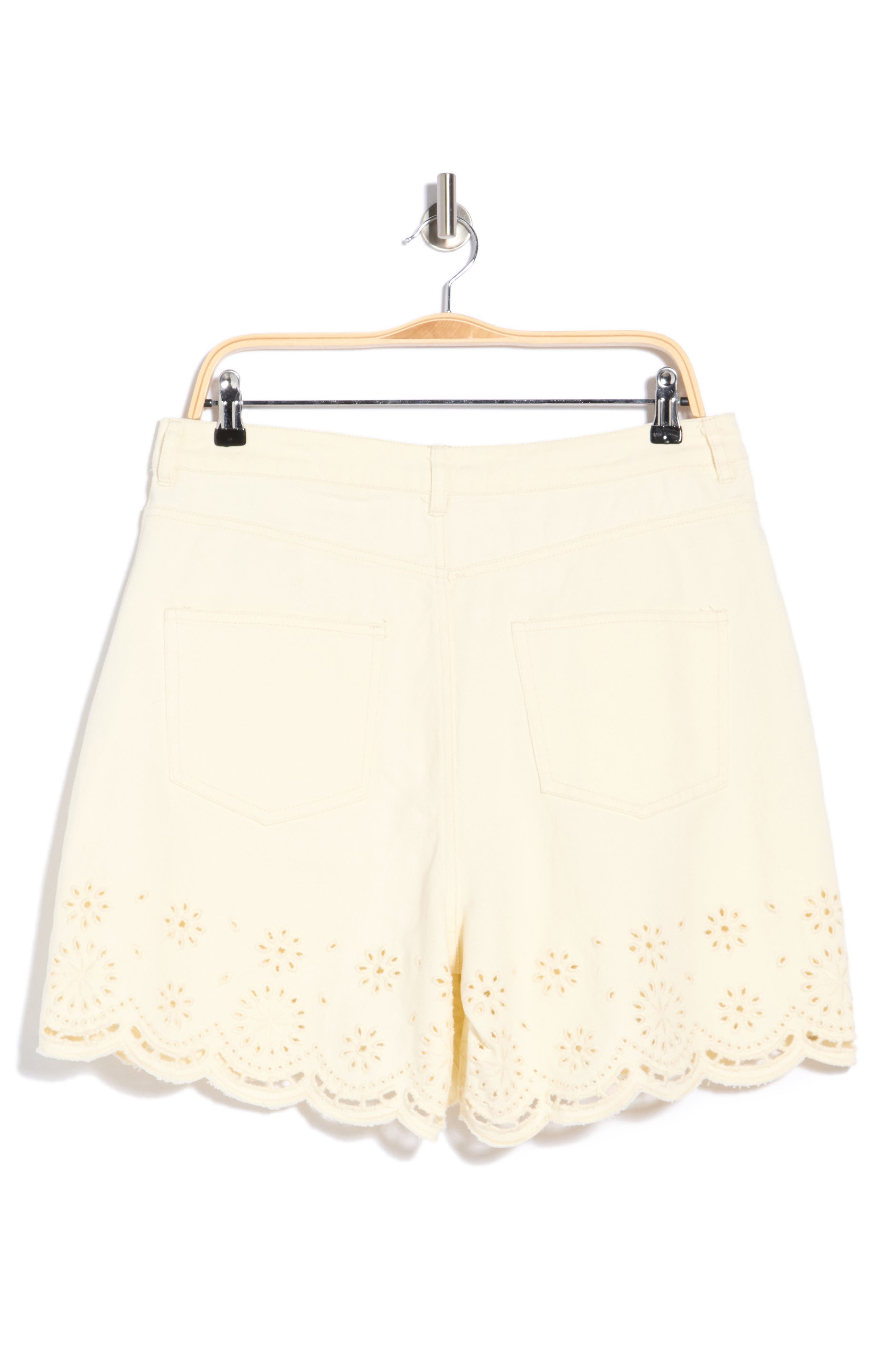 Vigoss Eyelet Scalloped Hem High Waist Shorts