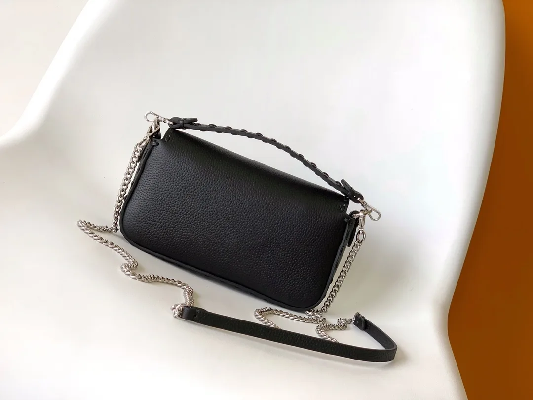 Fendi Baguette Black Grained Leather Shoulder Bag product photo from LabelPicks