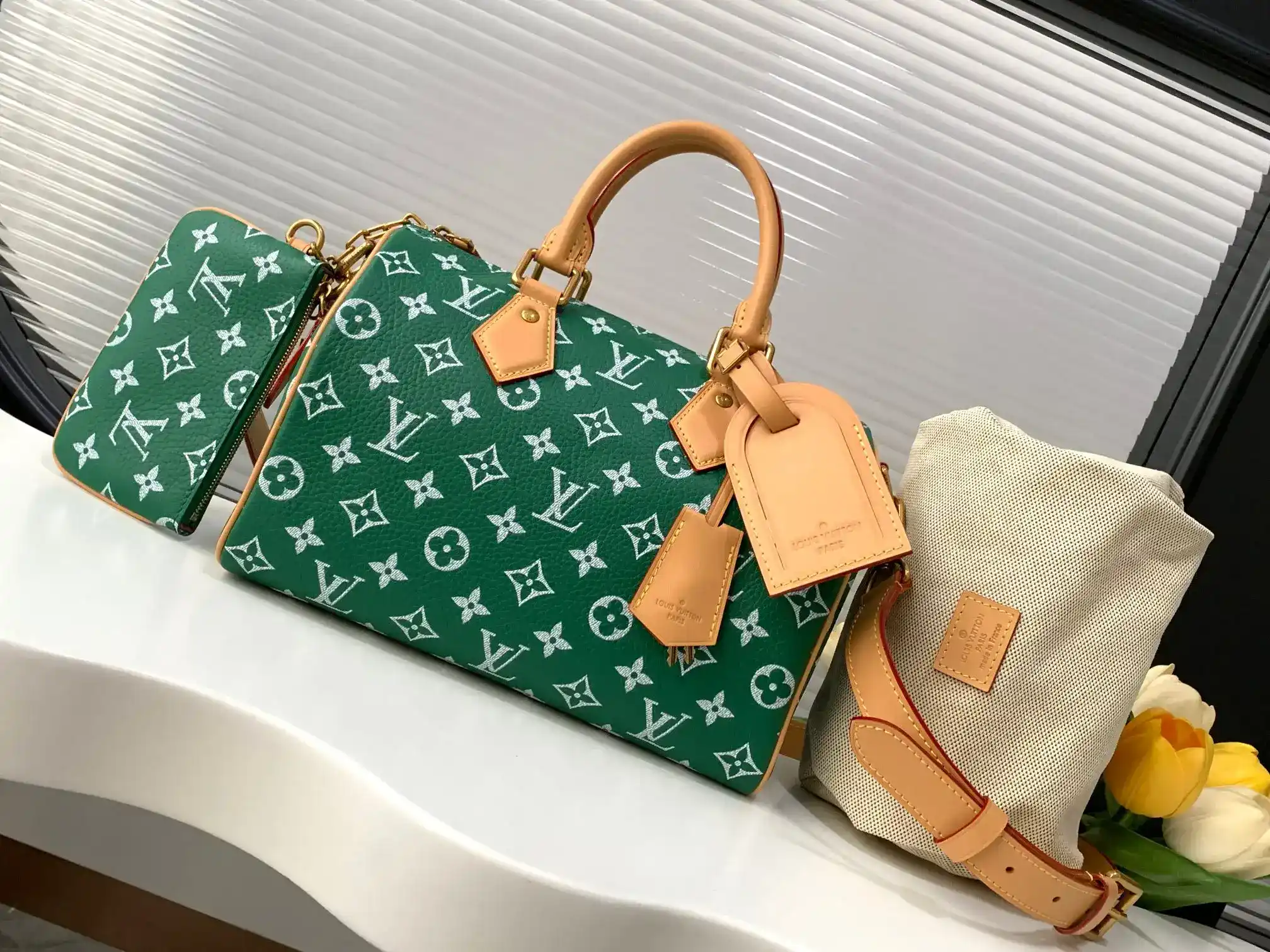 Louis Vuitton Green Speedy Lambskin Top Handle Bag product photo from LabelPicks