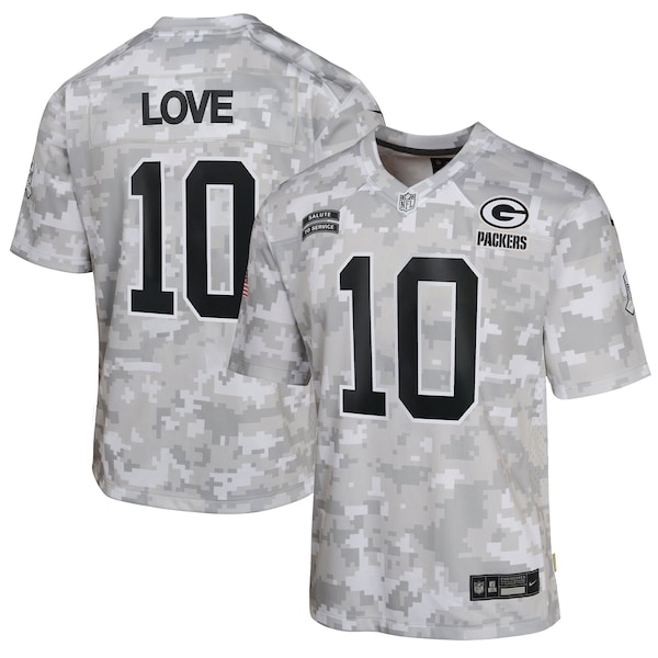 Jordan Love Green Bay Packers Nike Youth 2024 Salute to Service Game Jersey - Arctic Camo