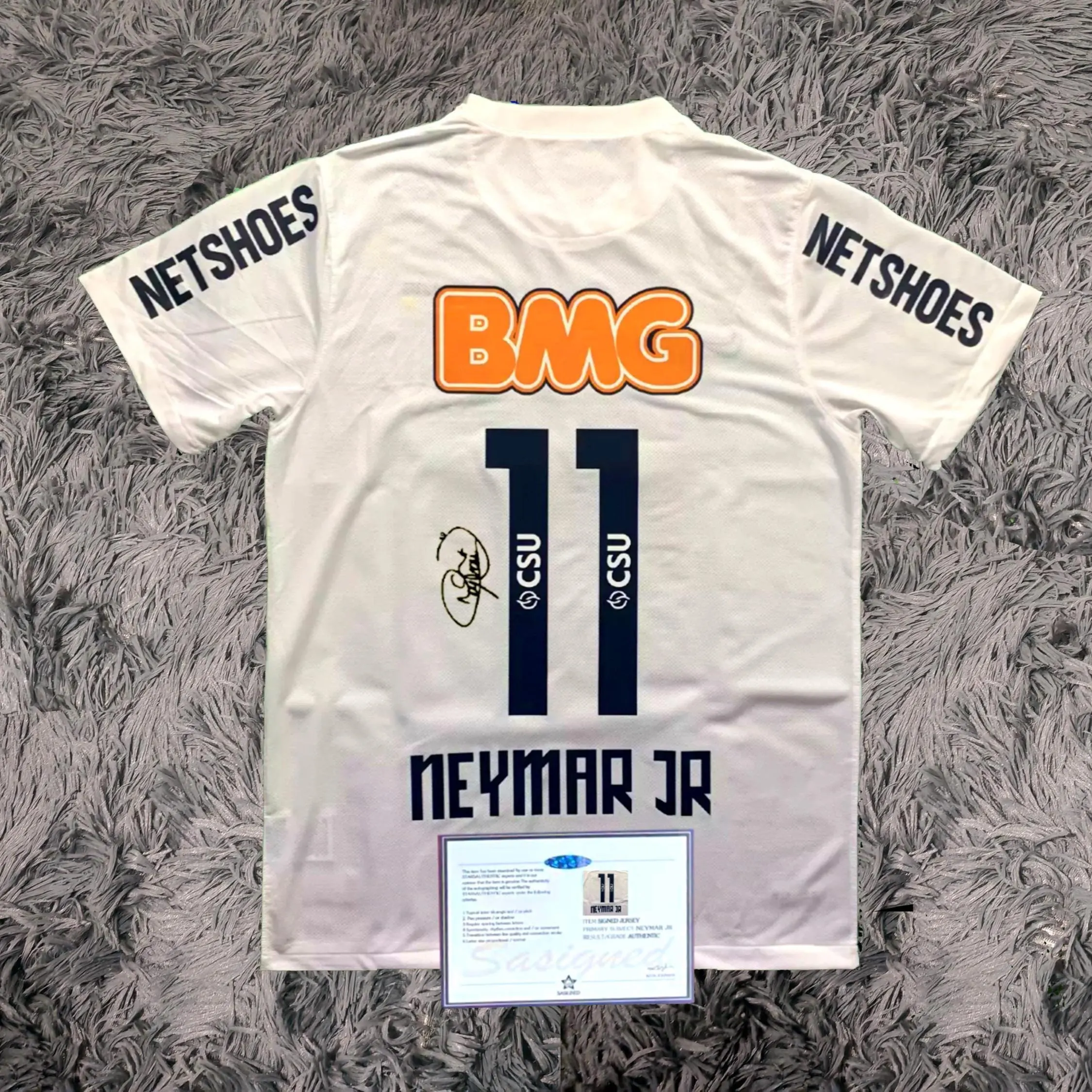 Neymar Jr Santos SIGNED Shirt Jersey 2012 Home Kit - COA - Retro Style