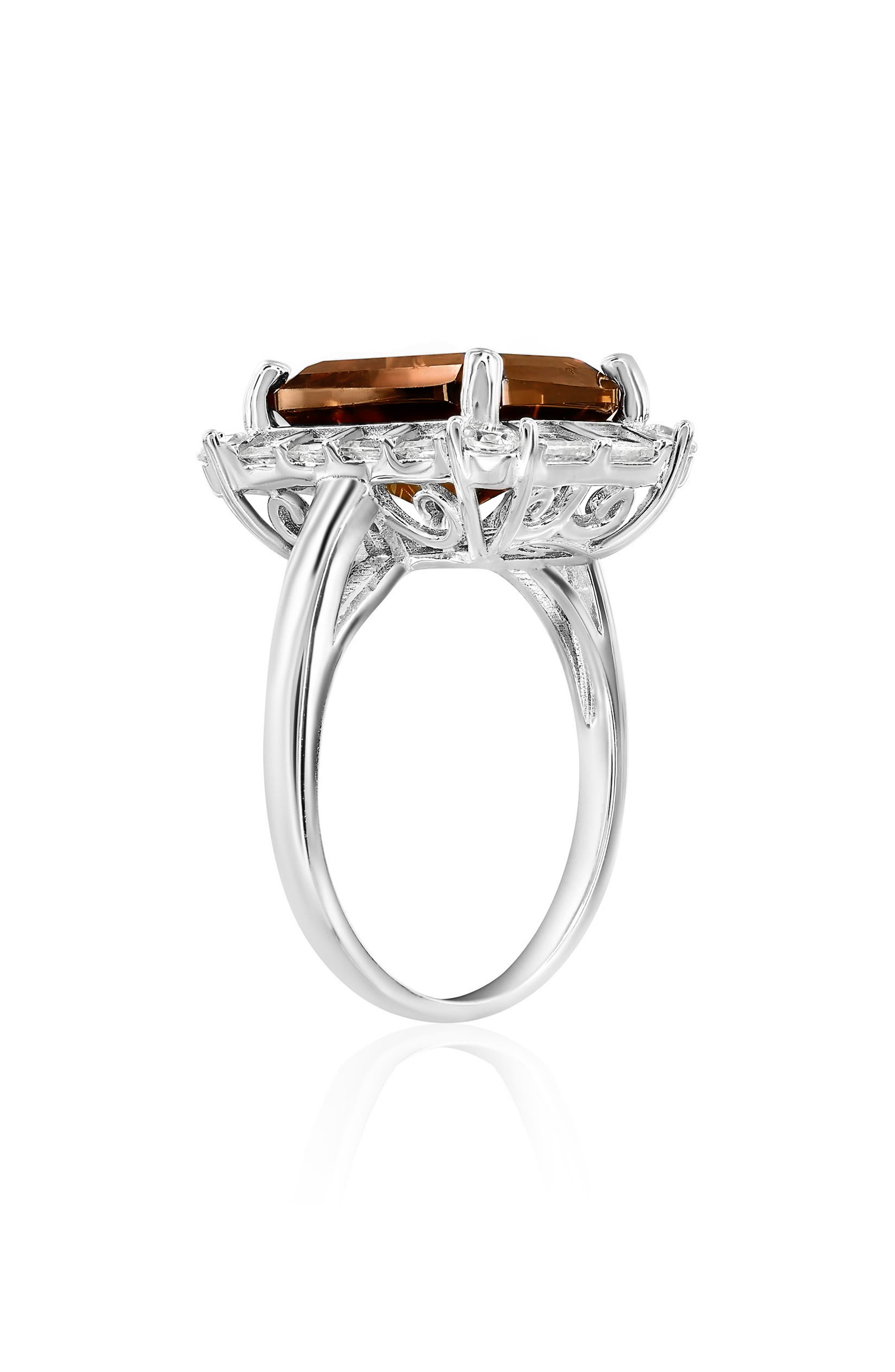 SUZY LEVIAN Brown & White Cubic Zirconia Engagement Ring