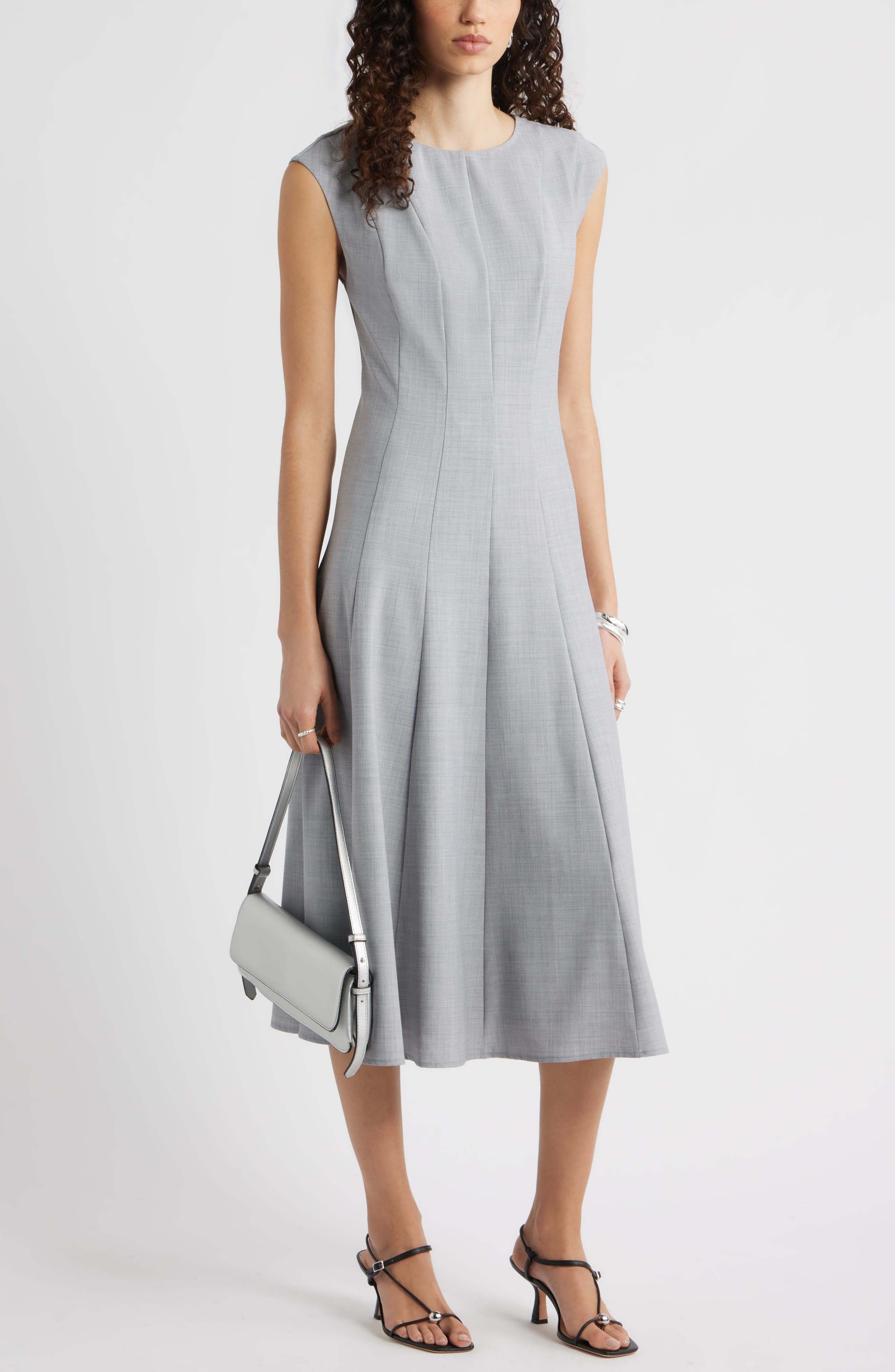 Nordstrom Seamed Wool Blend Midi Dress