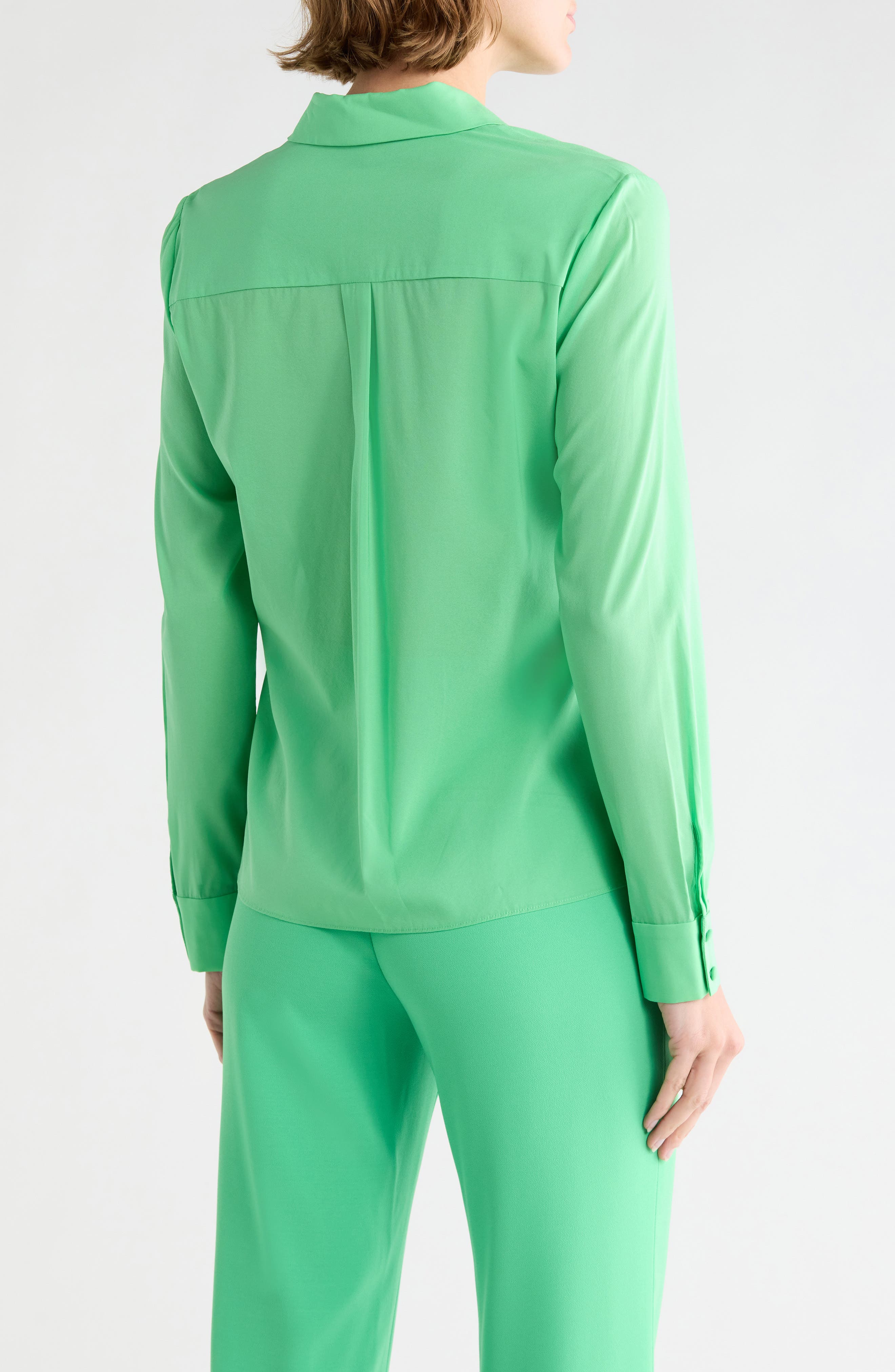Alice + Olivia Willa Placket Silk Blend Top