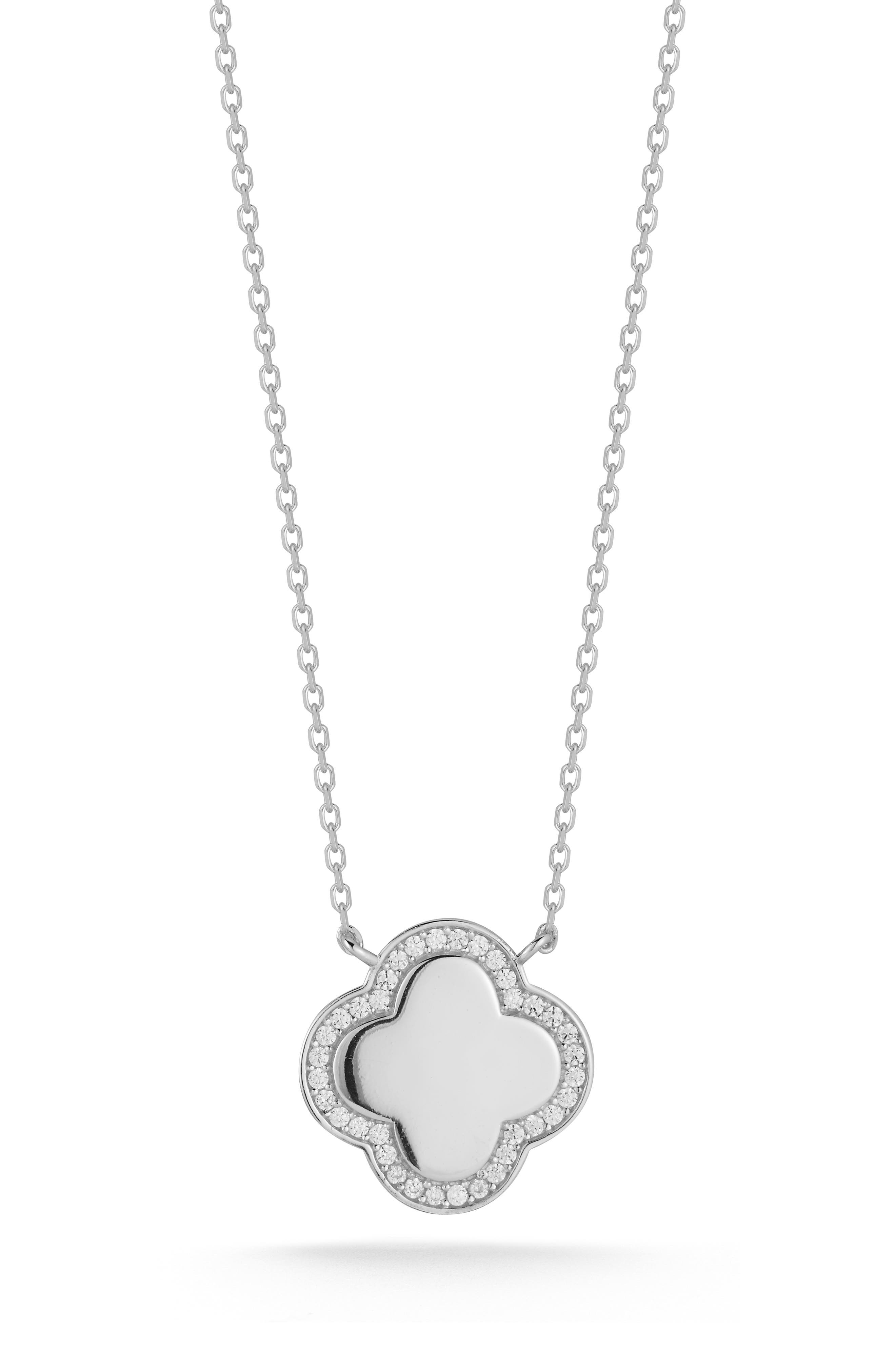 SPHERA MILANO Cubic Zirconia Clover Pendant Necklace