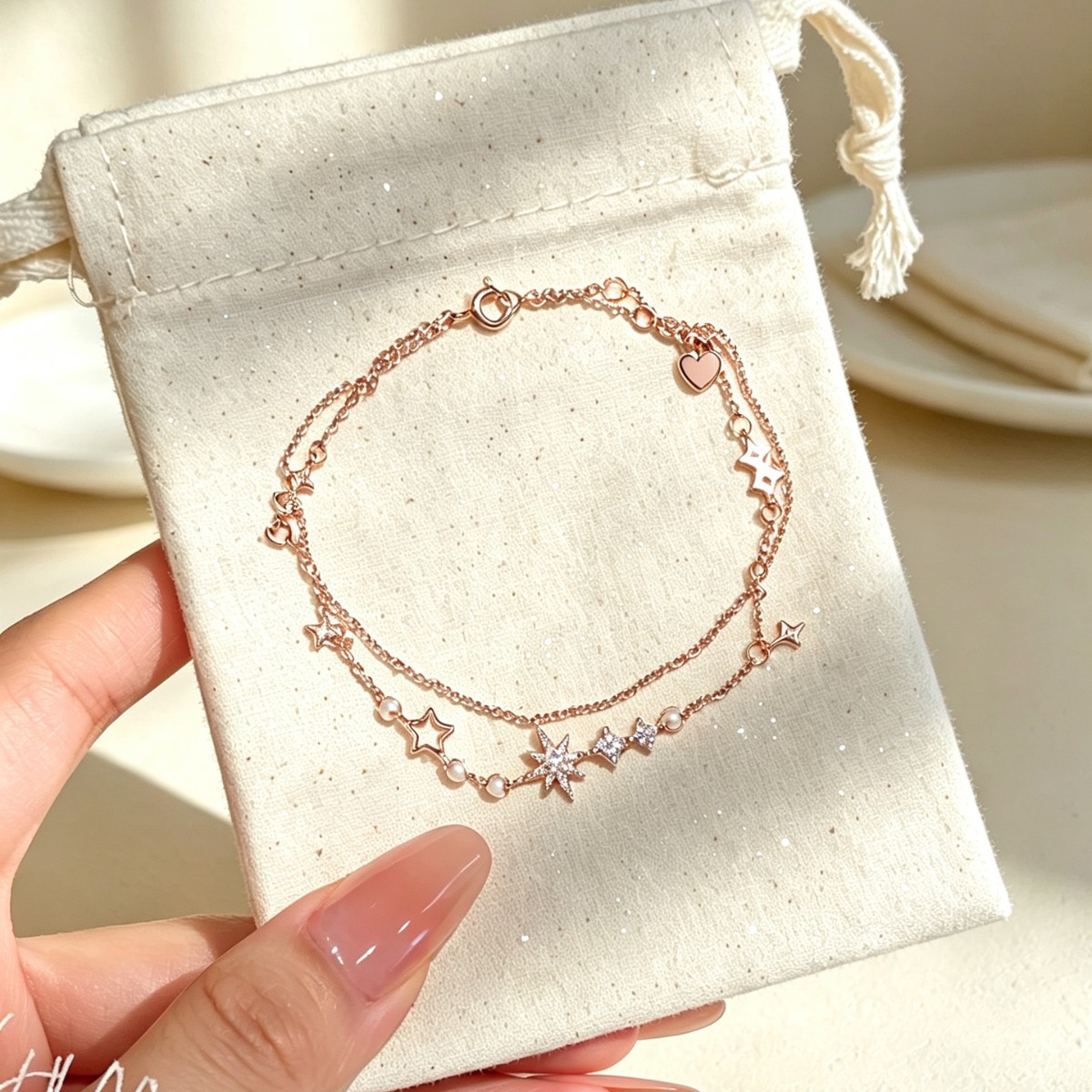 925 sterling silver meteor shower bracelet, a fashionable and luxurious piece of jewelry featuring a six-pointed star design, perfect as a gift for the Qixi Festival