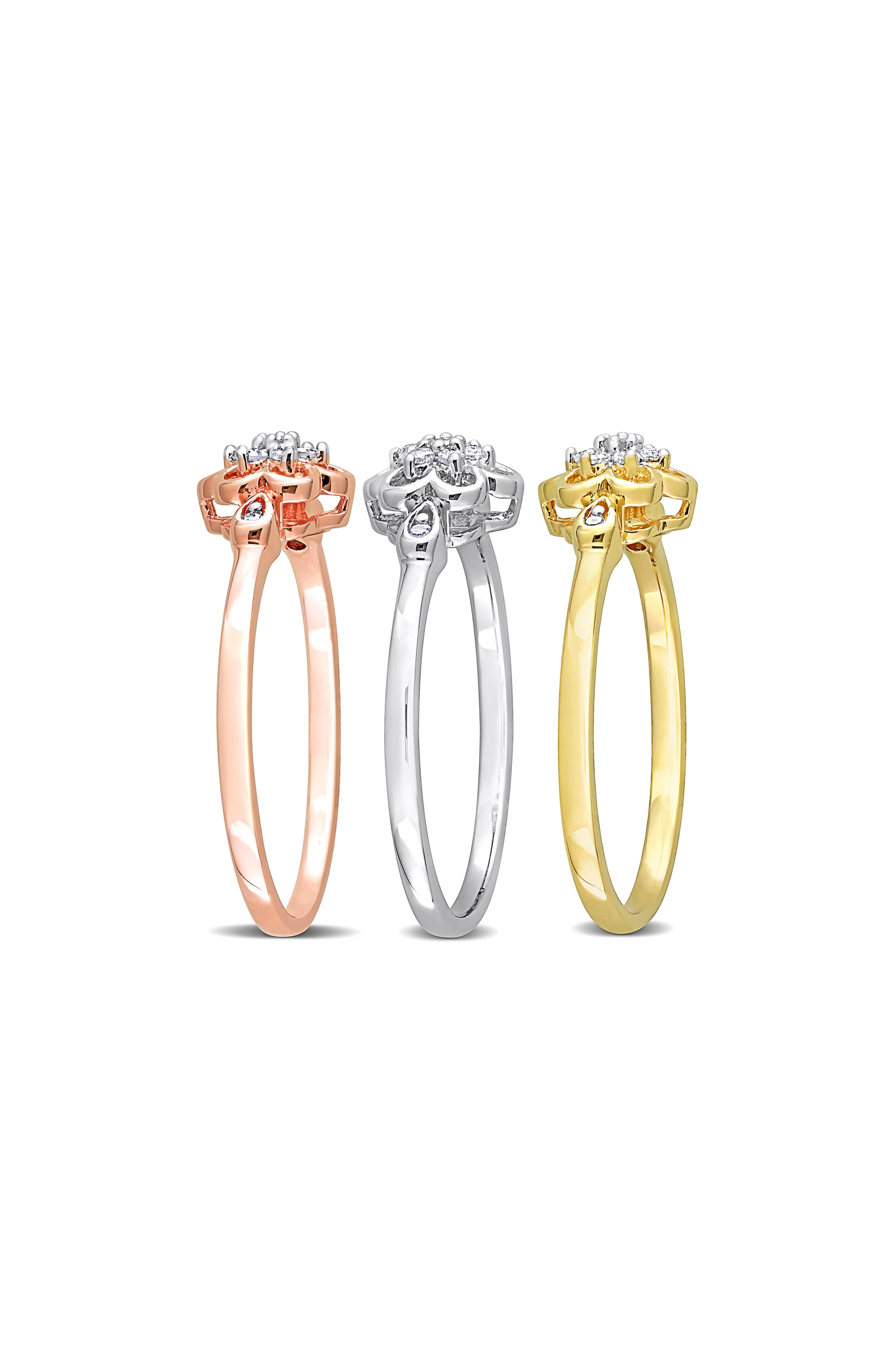 DELMAR Set Of 3 Floral Diamond Rings - 0.24ct.