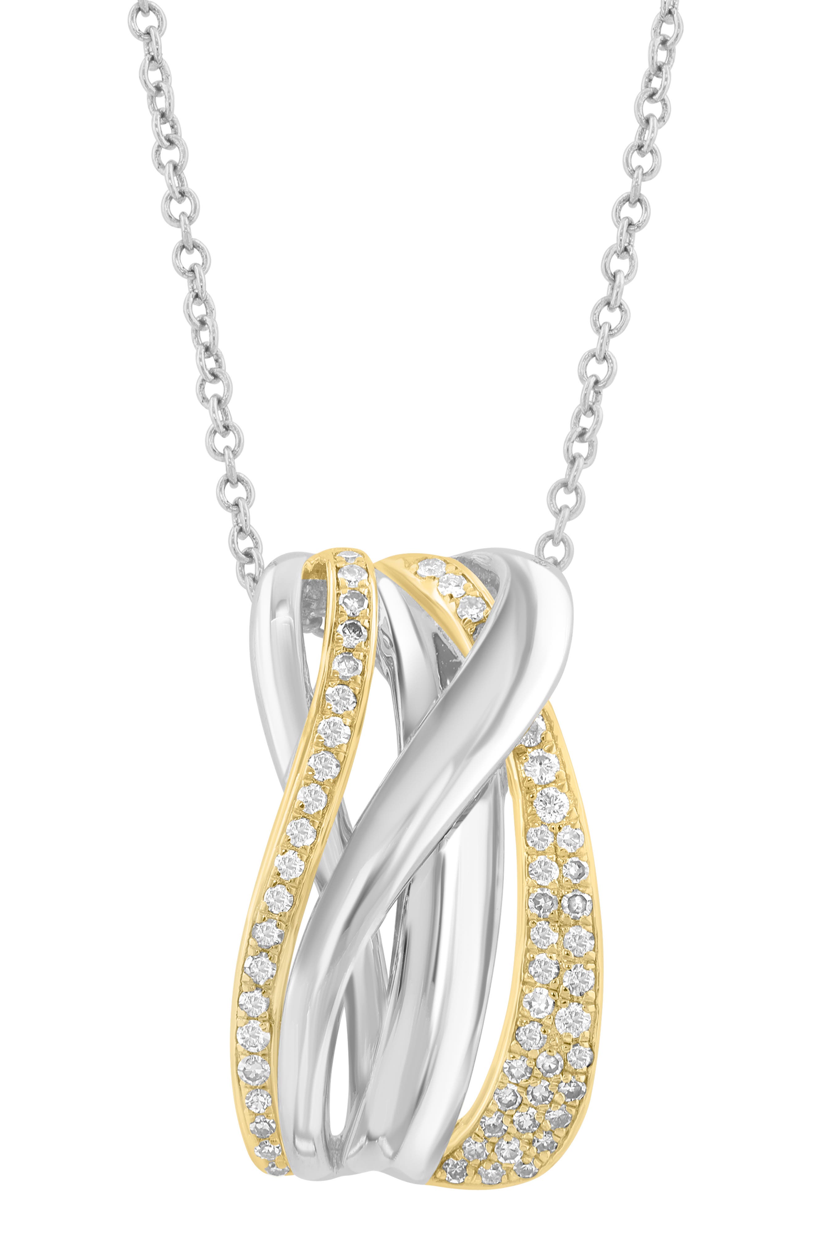 EFFY Two-Tone Diamond Swirl Pendant Necklace