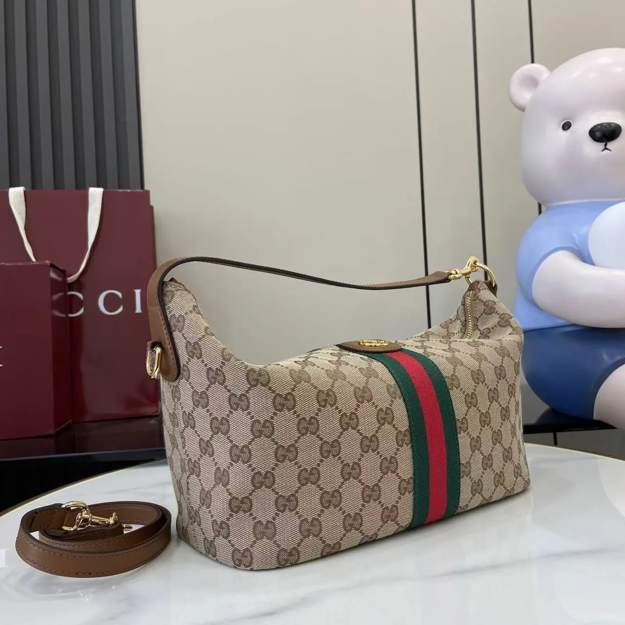 Gucci Brown GG Supreme Canvas Shoulder Bag product photo from LabelPicks