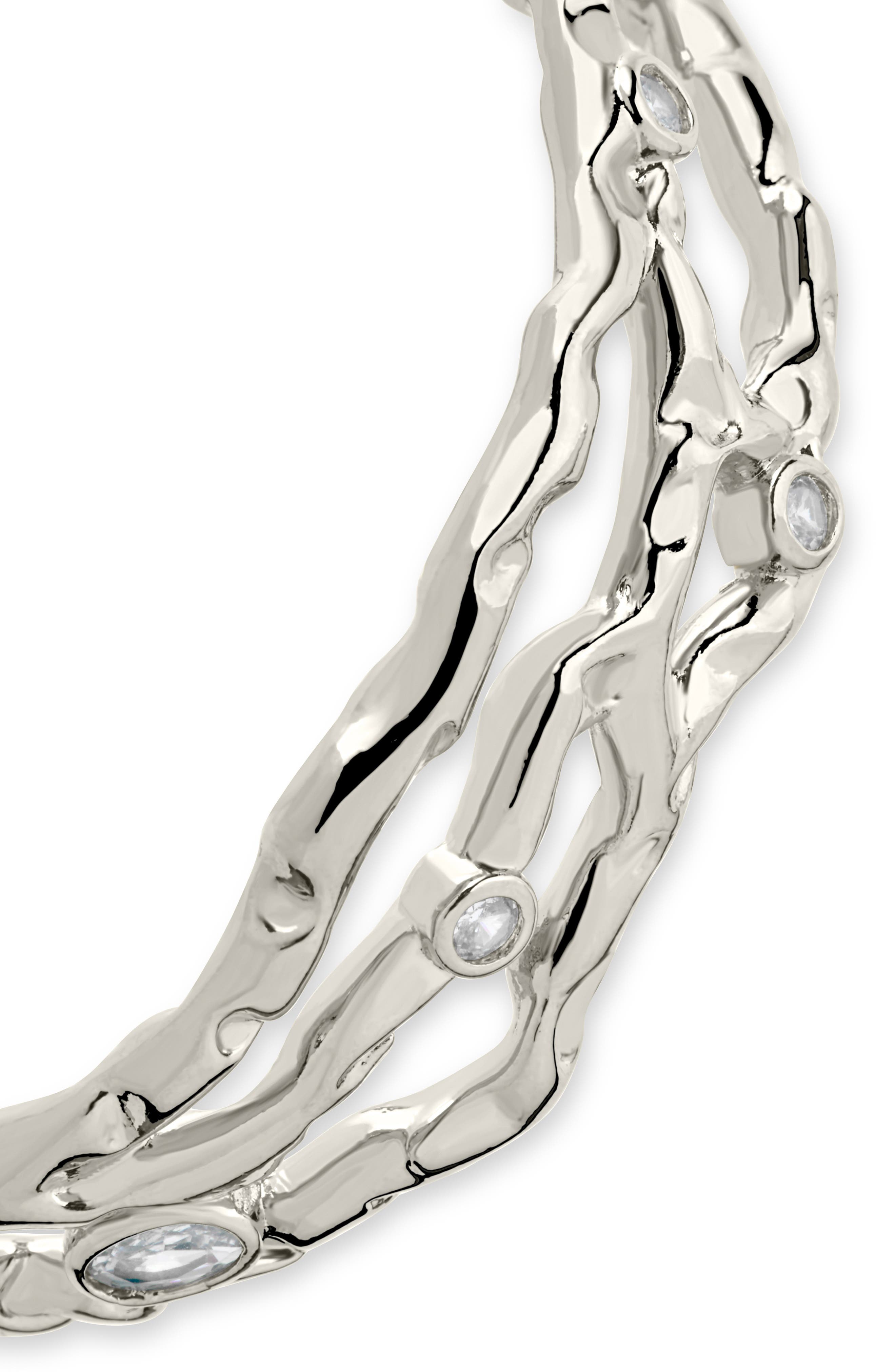 Sterling Forever Tully Cubic Zirconia Molten Cuff Bracelet