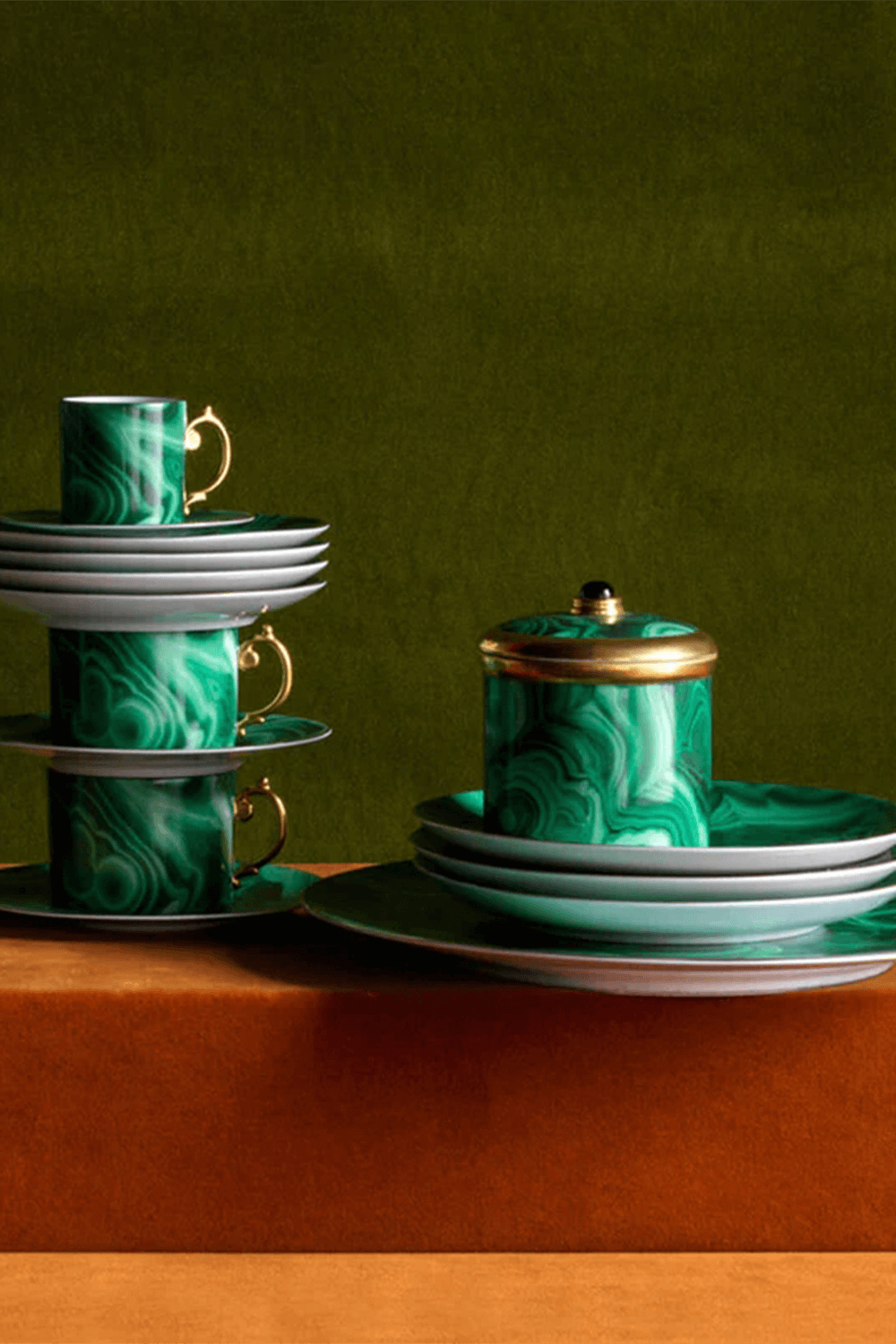LOBJET Malachite Canape Plate 15cm - Set of 4