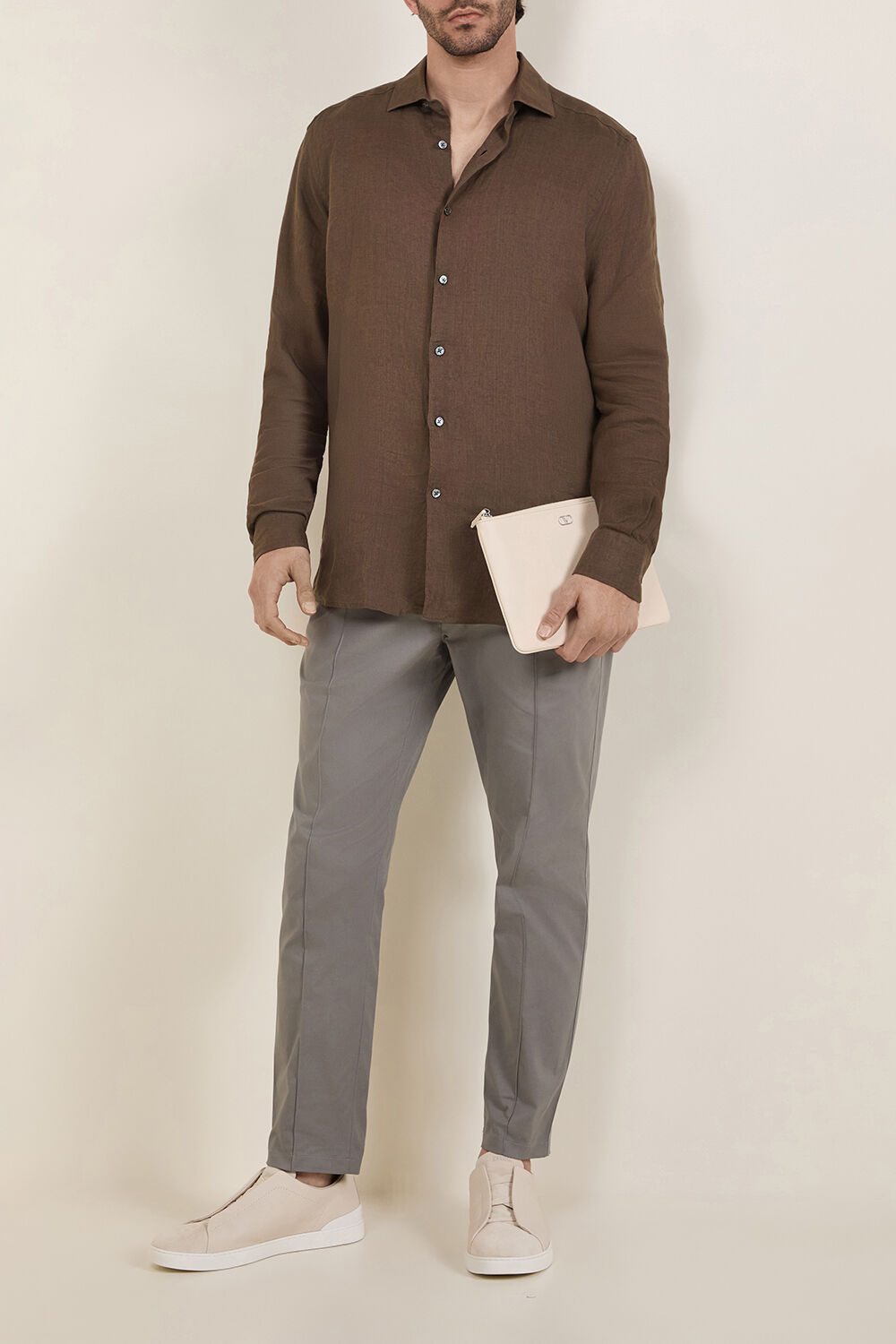 ZEGNA חולצת כפתורים פשתן