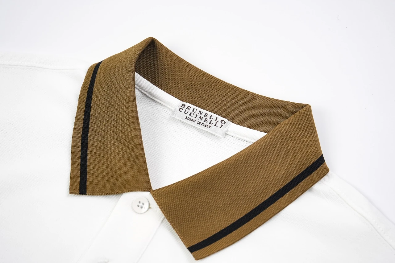 Brunello Cucinelli White Contrast-Collar Pique Polo Shirt product photo from LabelPicks