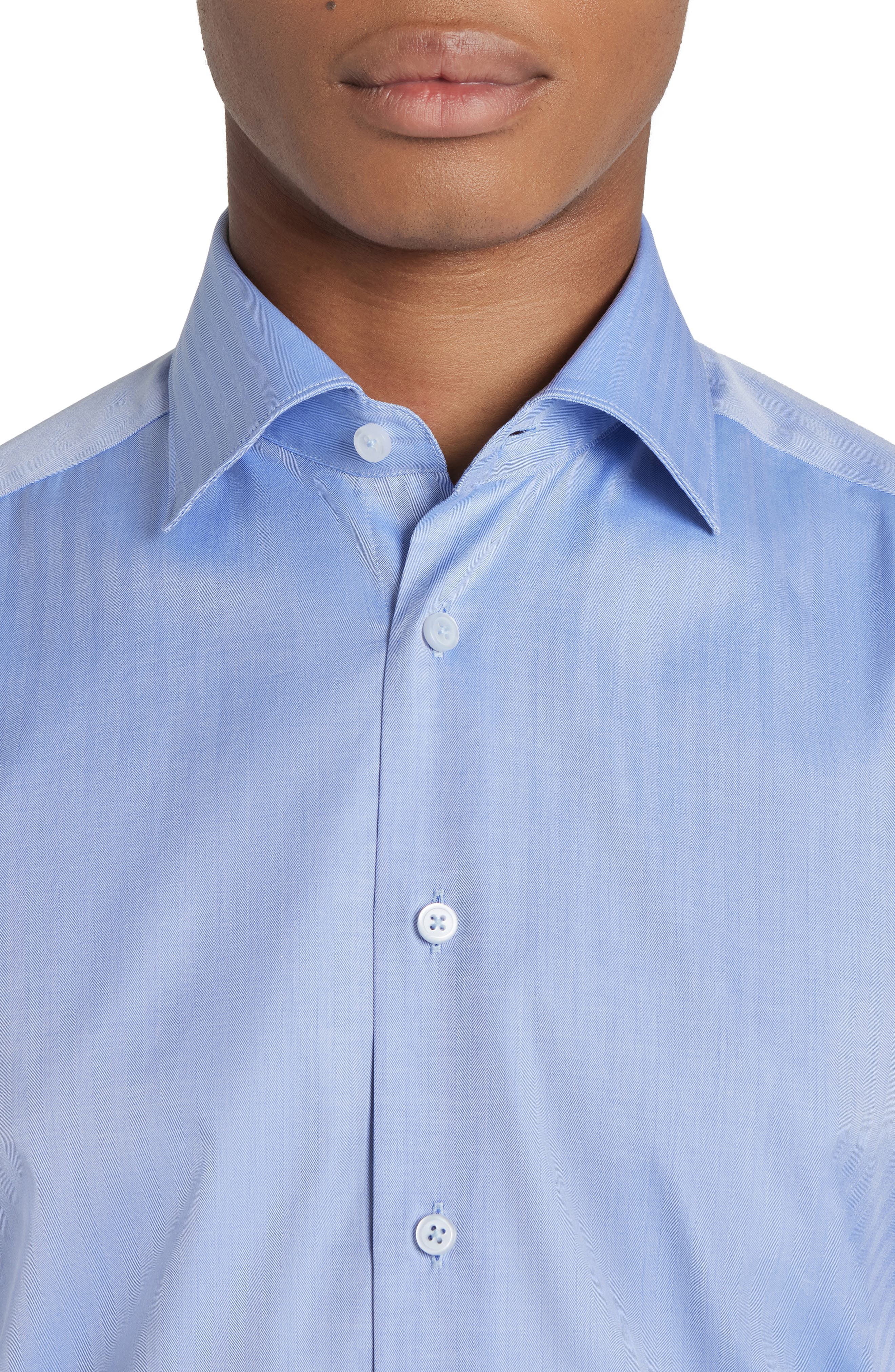Jack Victor Adlam Solid Herringbone Dress Shirt