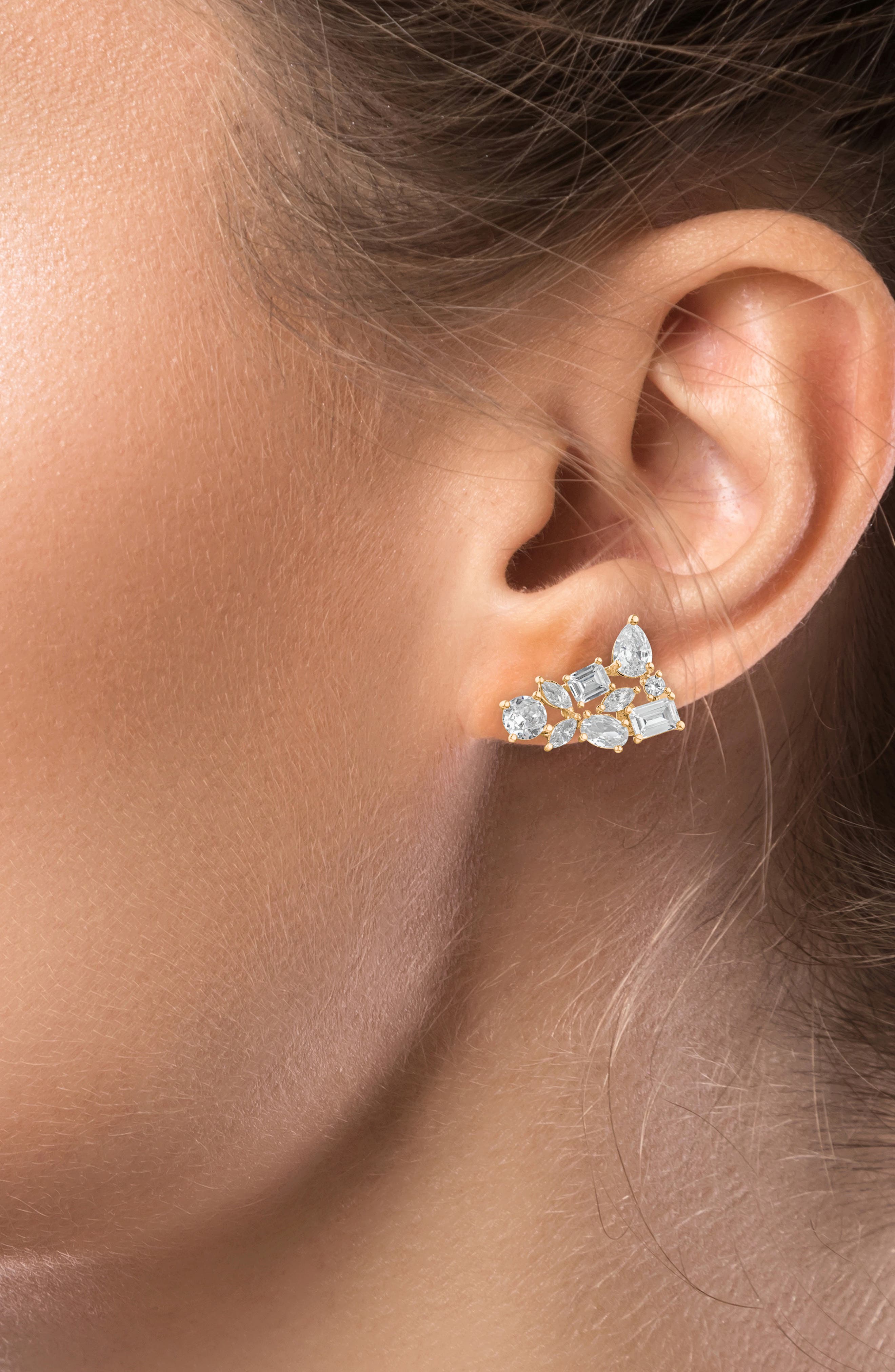 CZ by Kenneth Jay Lane Mixed Cubic Zirconia Cluster Stud Earrings