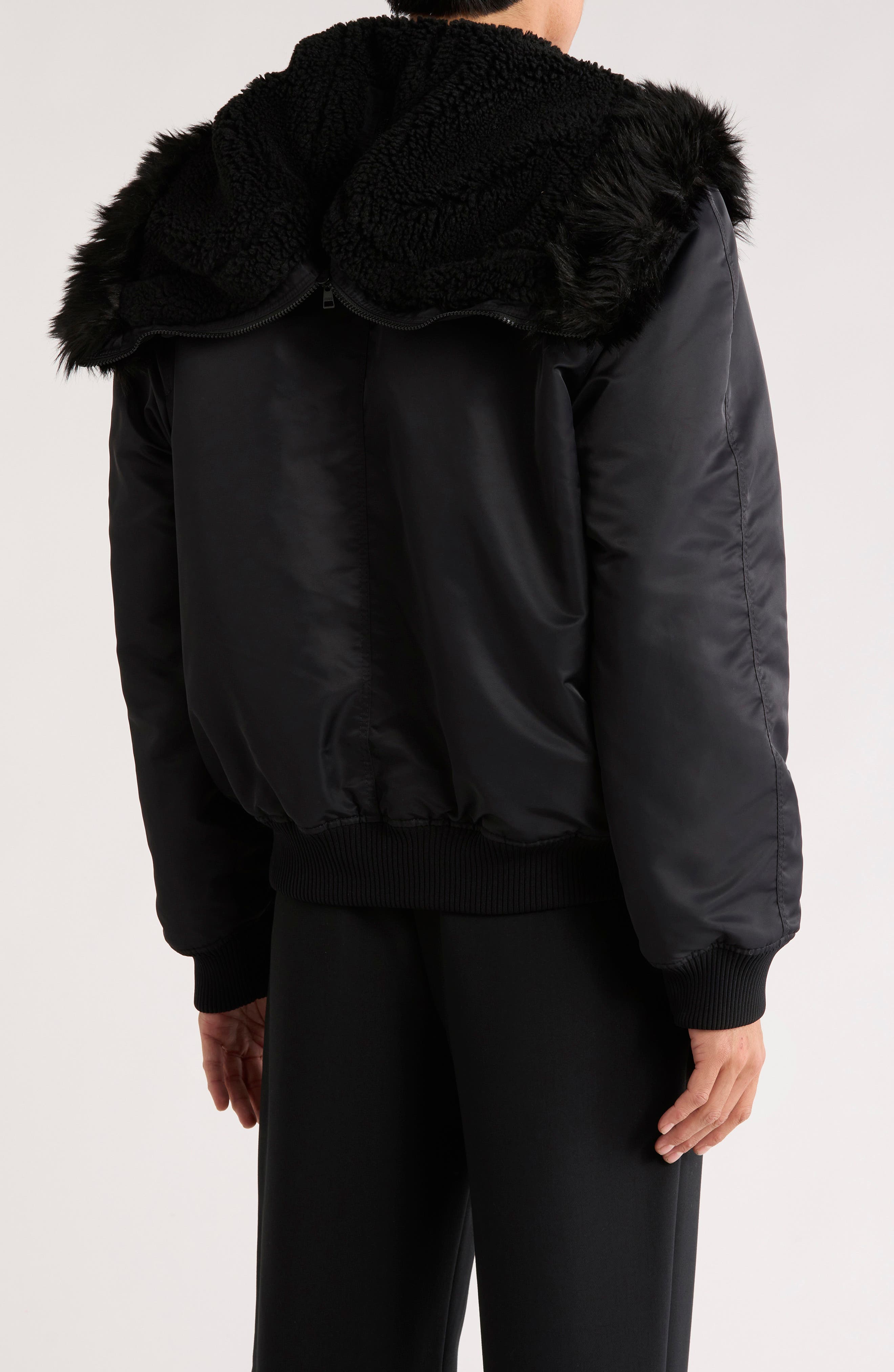 HUGO Beron Faux Fur Trim Hooded Jacket