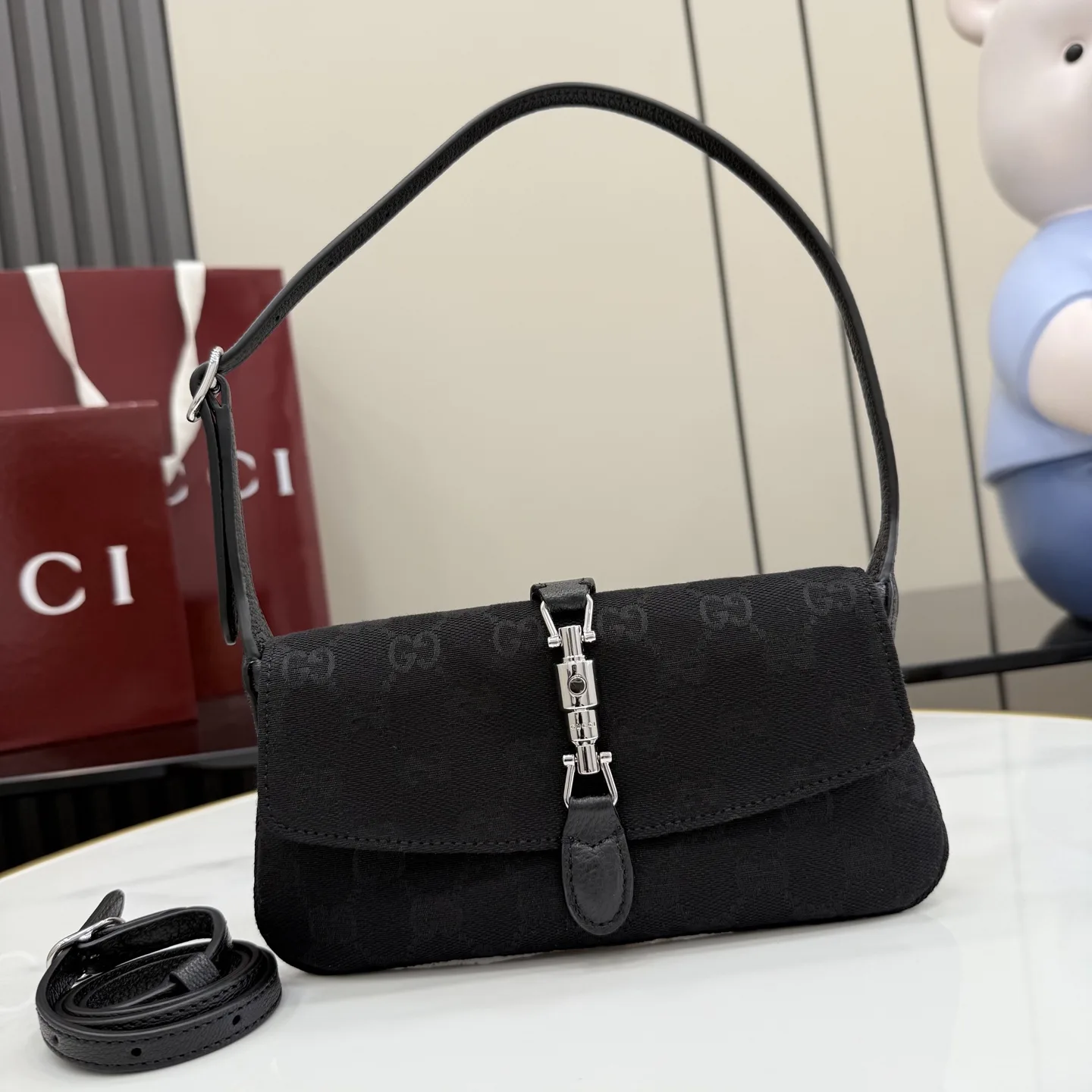 Gucci Jackie Black Grained Leather Shoulder Bag product photo from LabelPicks