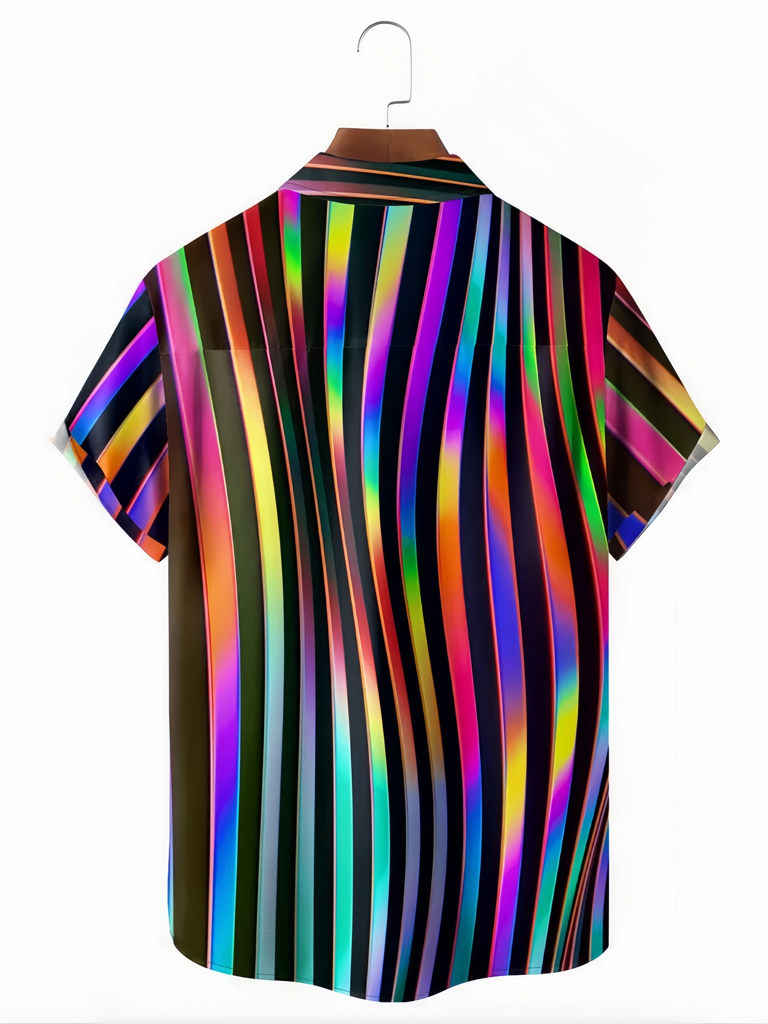 Laser Striped Chest Pocket Short Sleeve Casual Shirt