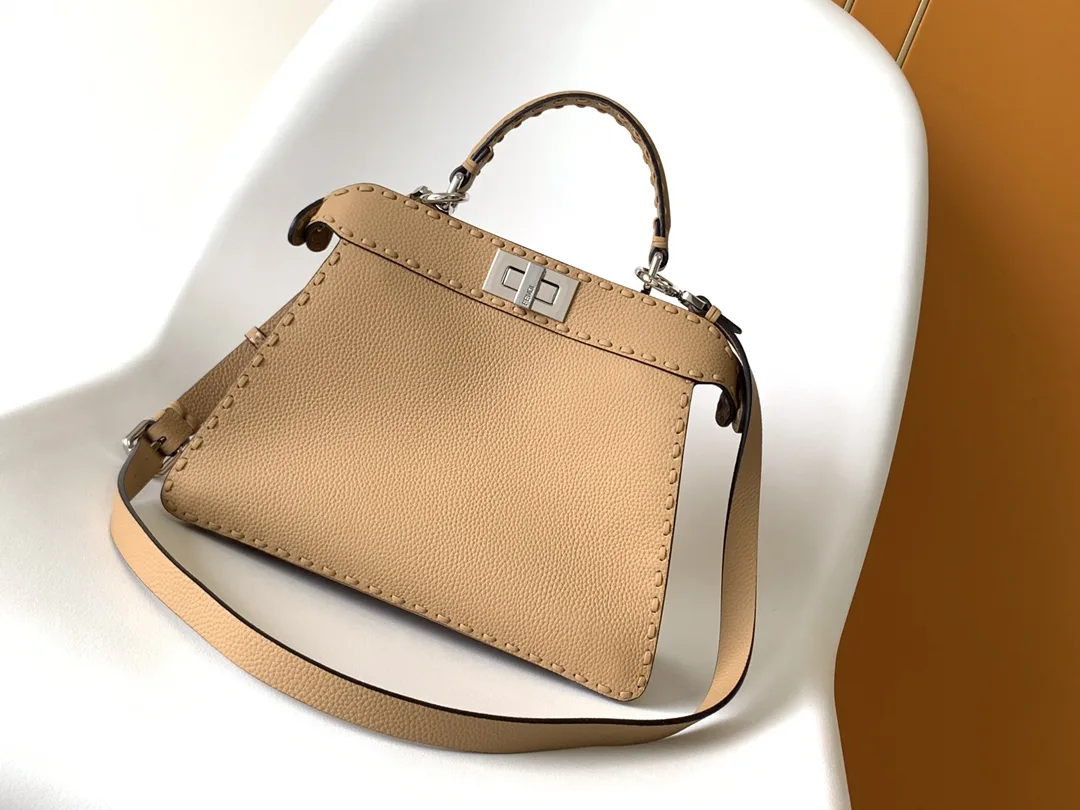 Fendi Beige Peekaboo Calfskin Top Handle Bag product photo from LabelPicks
