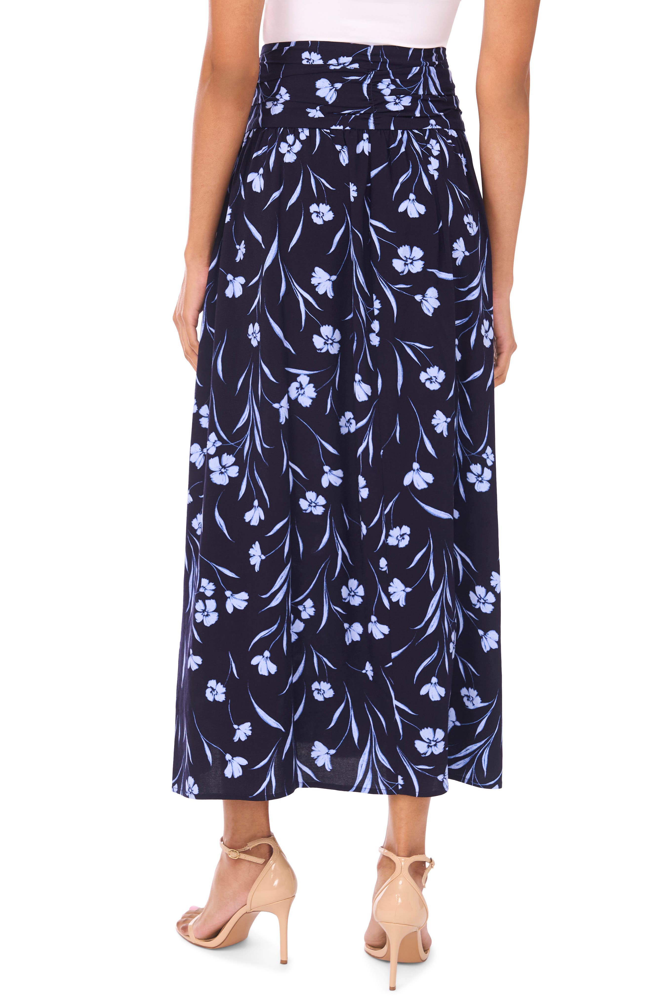 1.STATE Floral Shirred Maxi Skirt
