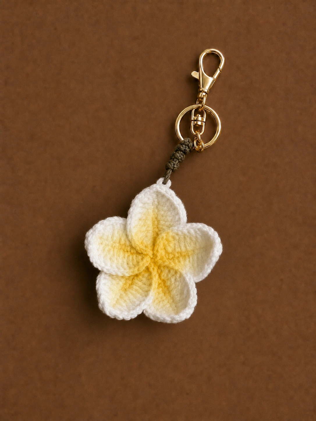 Crochet Plumeria Keychain