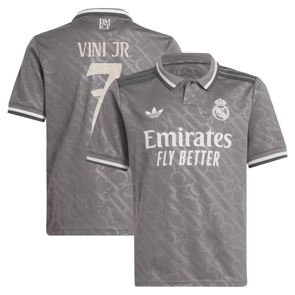 Vini Jr. Los Merengues adidas Originals Youth 2024/25 Third Replica Player Jersey - Charcoal