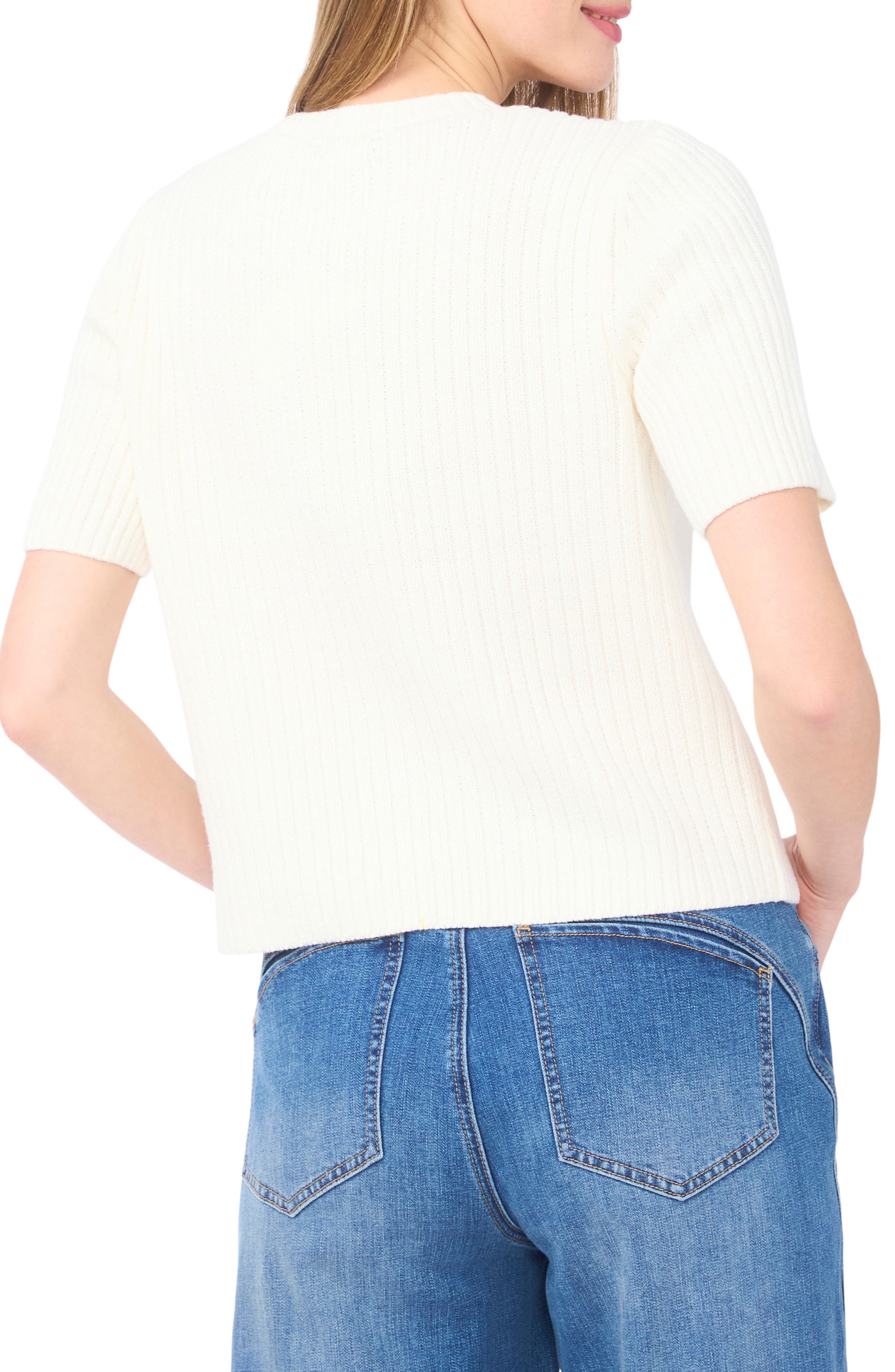 Halogen® Ribbed Short Sleeve Cardigan