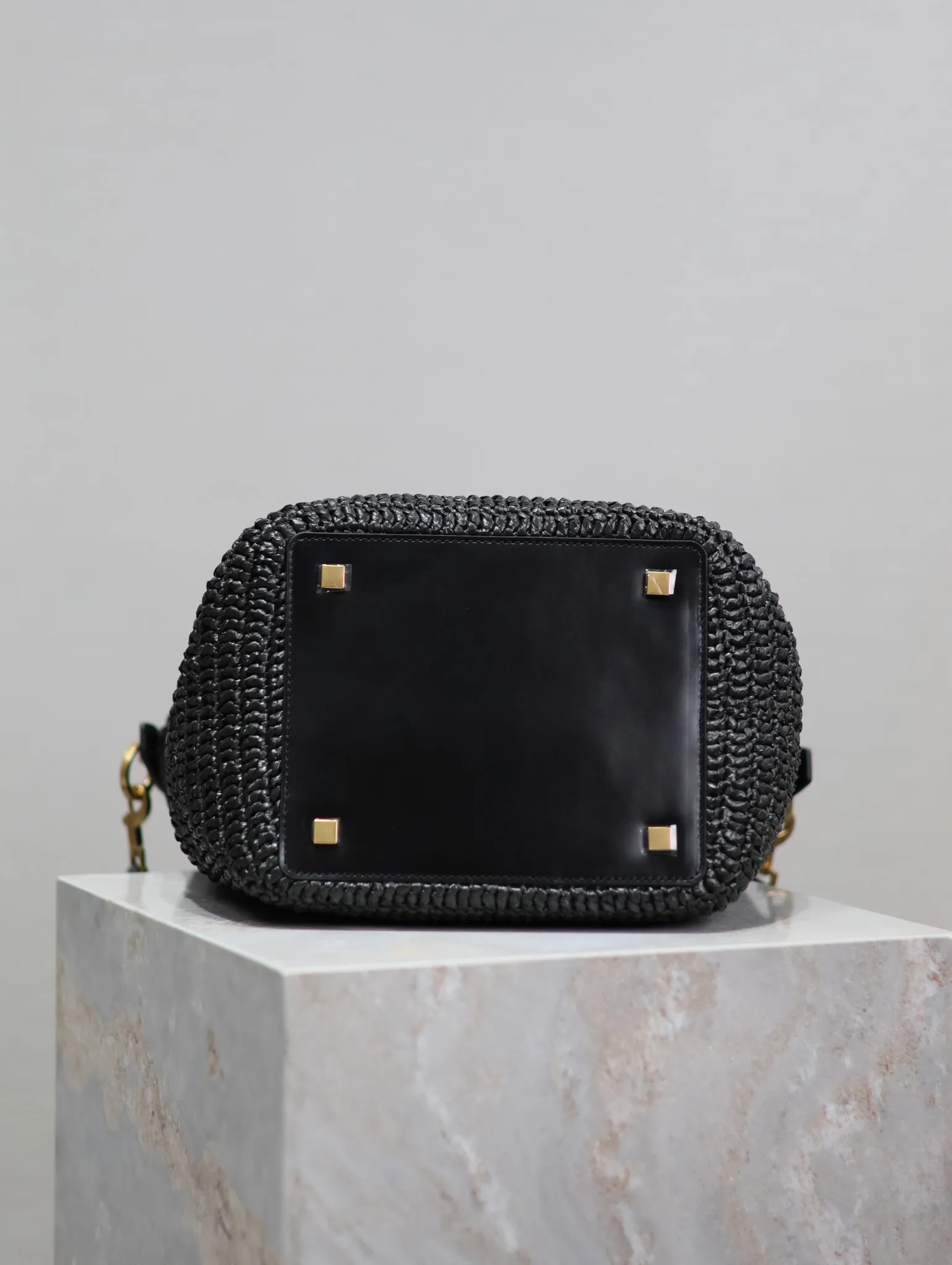 Saint Laurent Black Straw Woven Bucket Bag product photo from LabelPicks