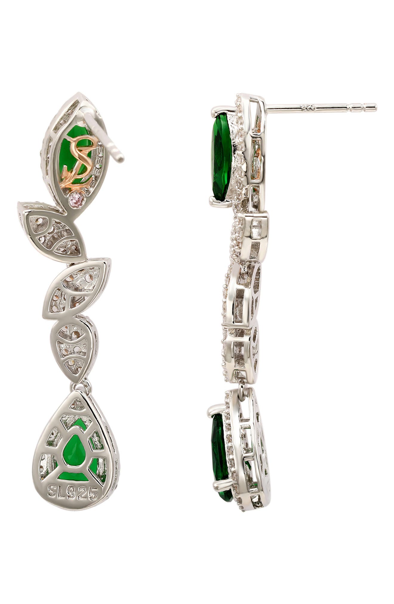 SUZY LEVIAN Sterling Silver Sapphire & Lab Grown White Sapphire Drop Dangle Earrings