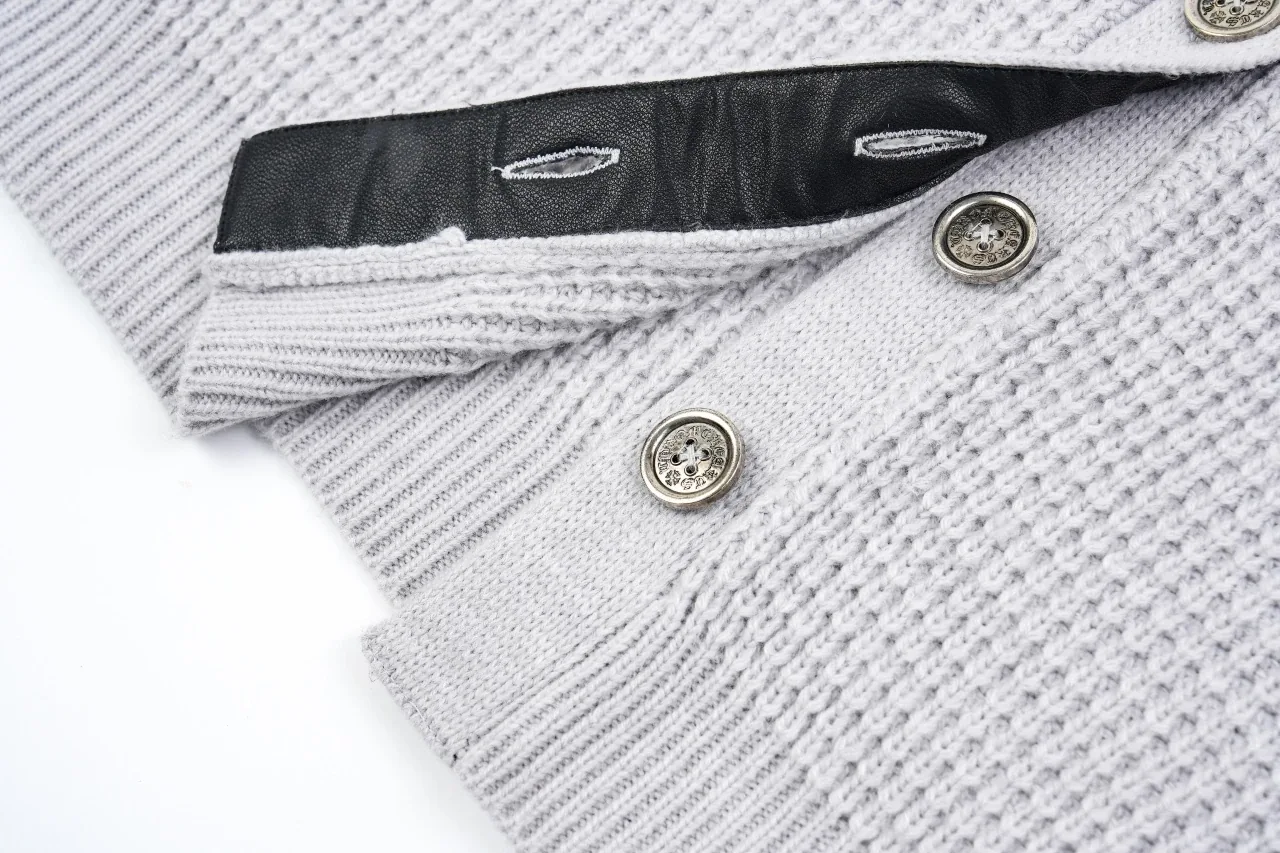 Chrome Hearts Grey Waffle Cashmere Blend Cardigan product photo from LabelPicks