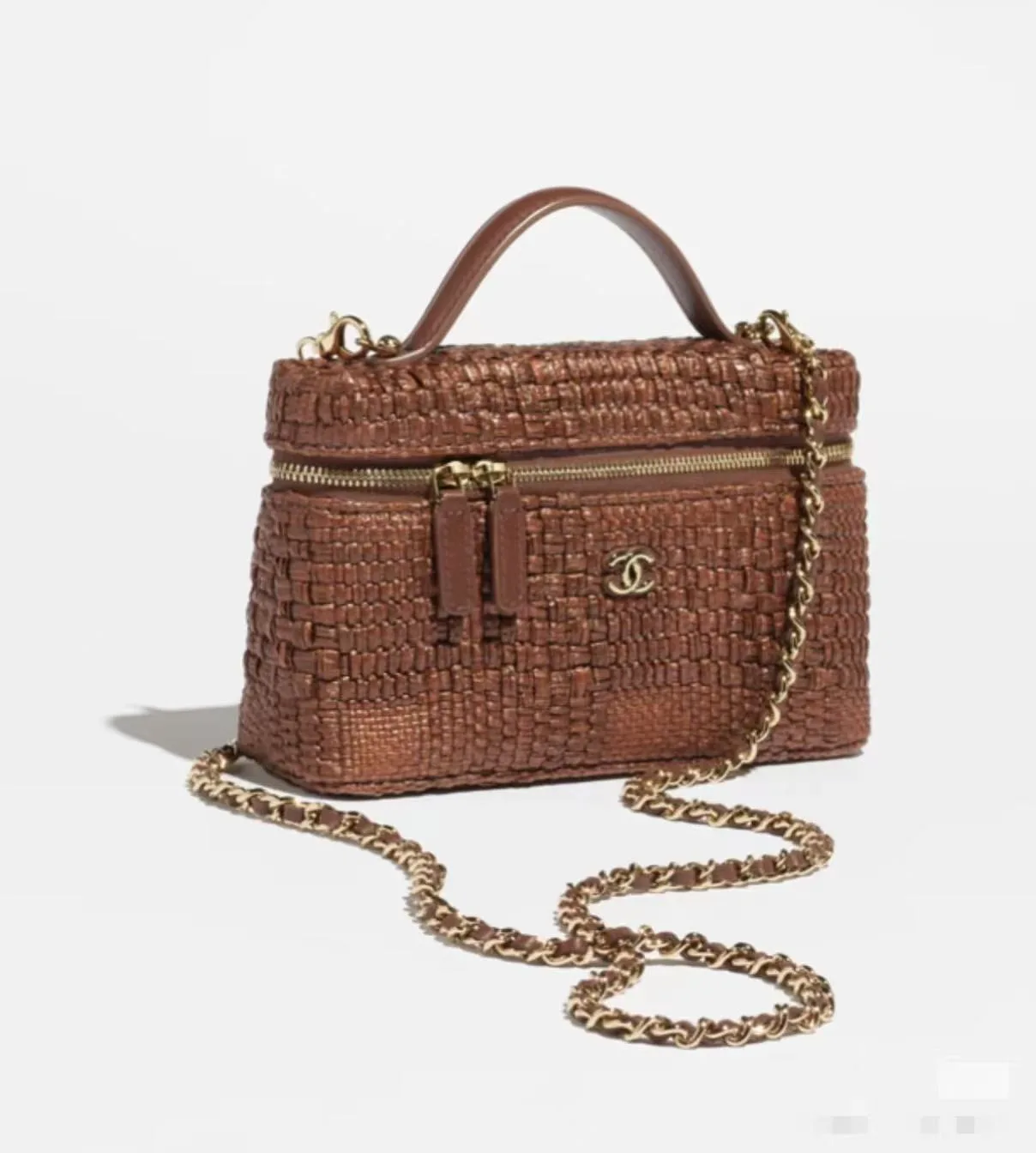 Chanel Brown Woven Leather Top Handle Bag product photo from LabelPicks