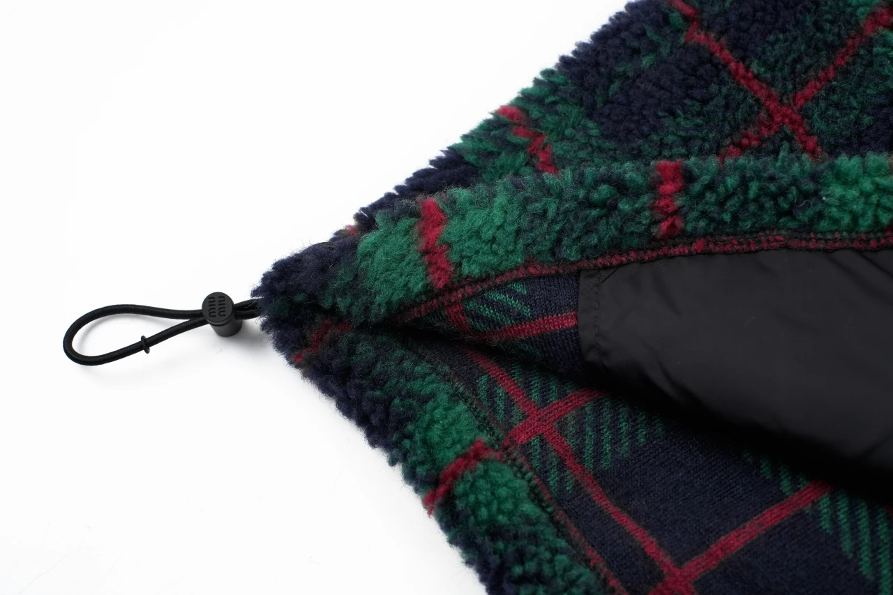 Miu Miu Dark Green Check Fleece Zip Jacket product photo from LabelPicks