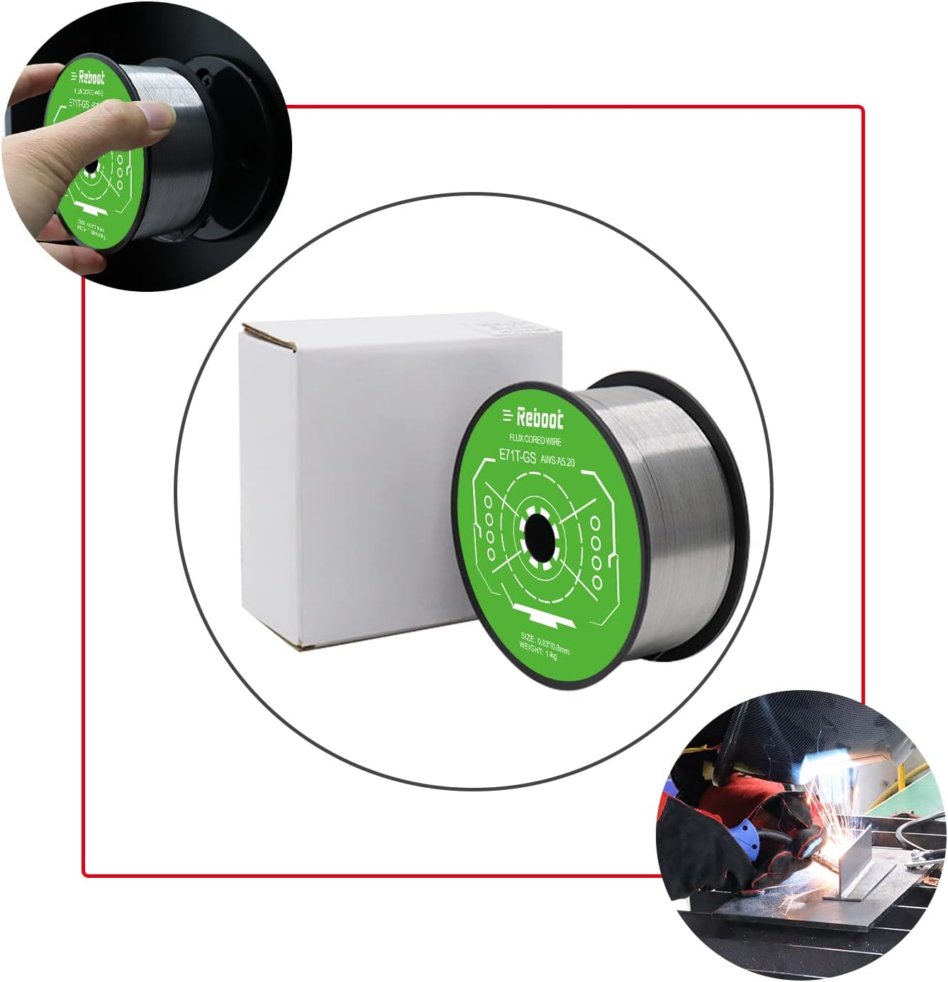 Reboot E71T-GS 0.8mm 1kg Flux-Cored Gasless Welding Wire | Self-Shielded FCAW for MIG Welder | No Gas Required, Compatible with MIG Welders