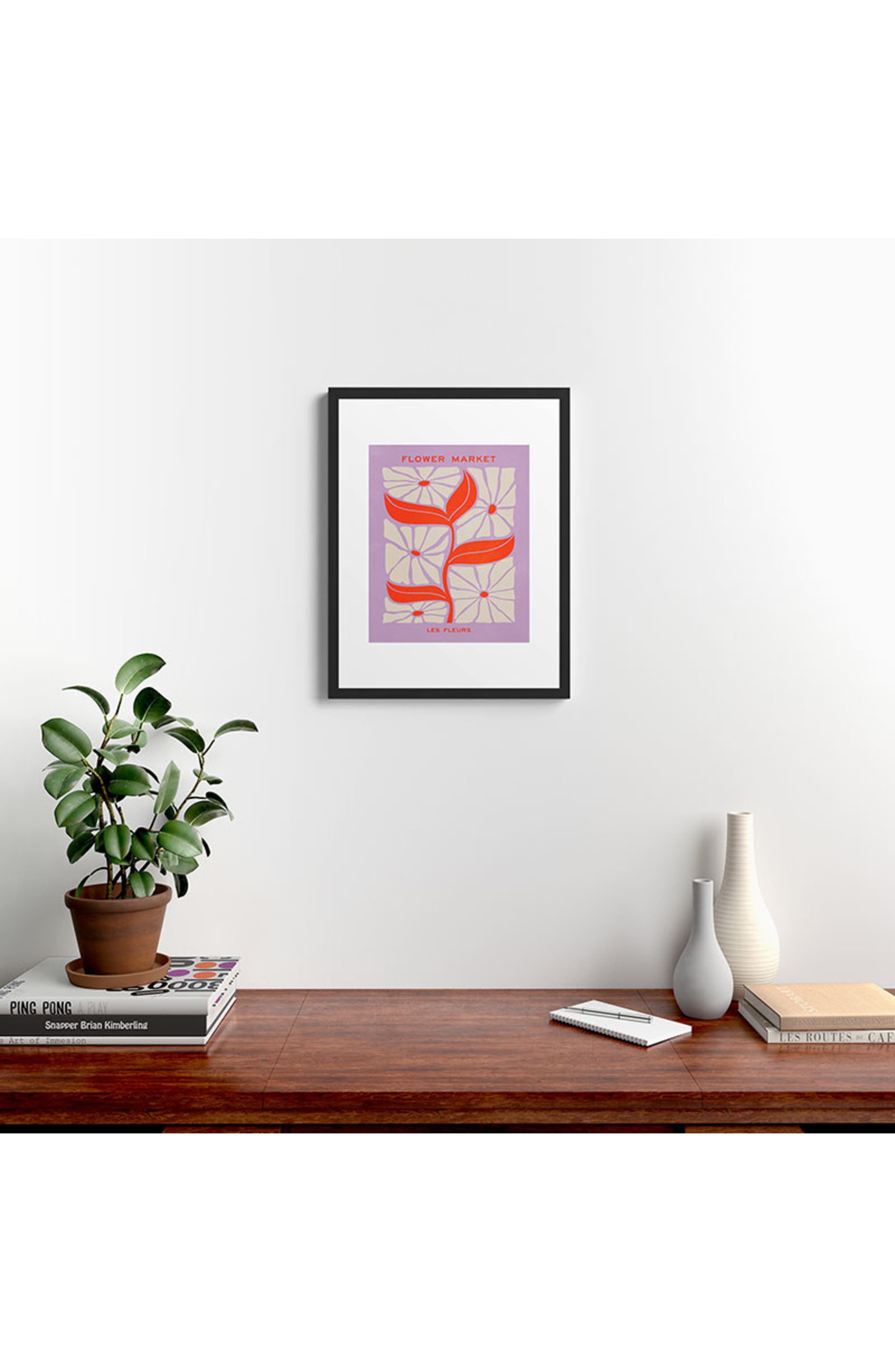 Deny Designs 'Plum Flamingo Les Fleurs' by Ayeyokp Framed Wall Art
