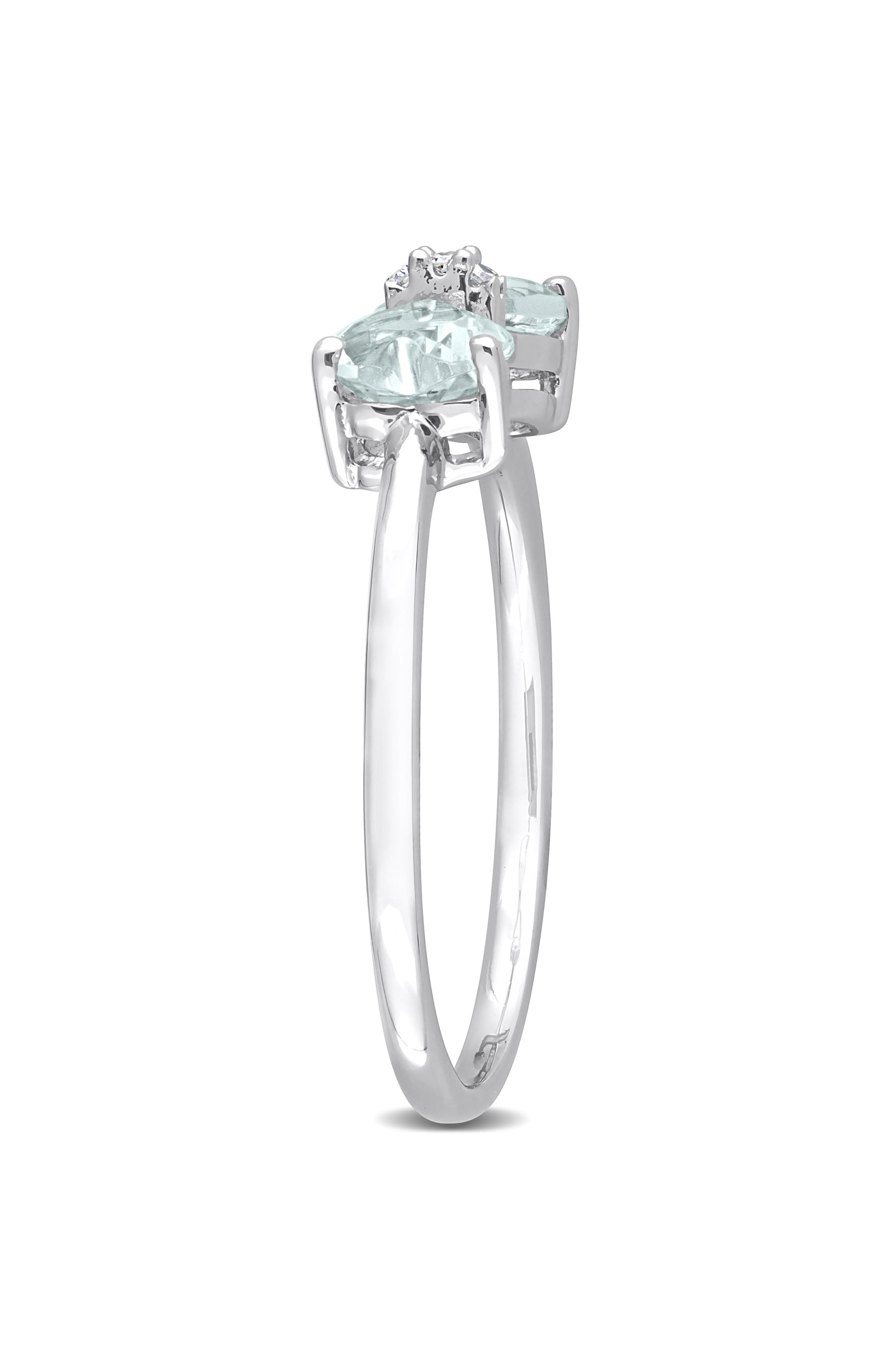 DELMAR Heart Bow Aquamarine & Diamond Ring - 0.015ct.