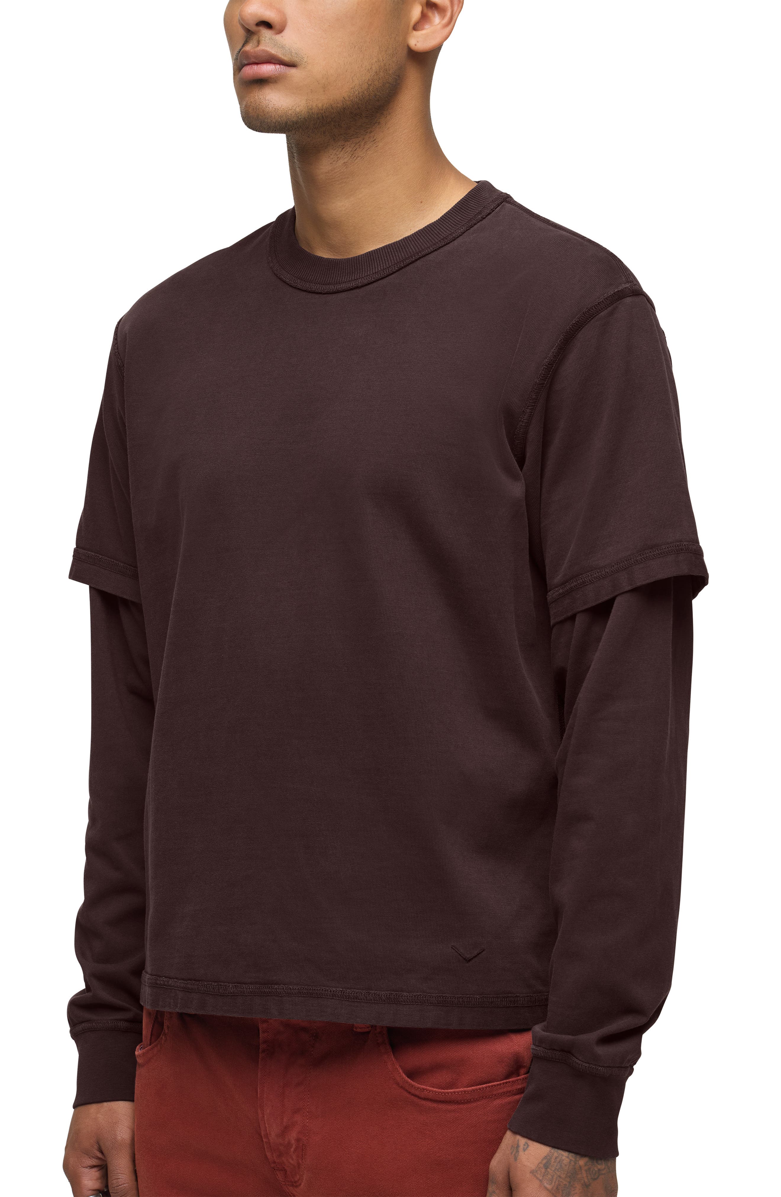 Hudson Jeans Hybrid Layered Long Sleeve Cotton T-Shirt