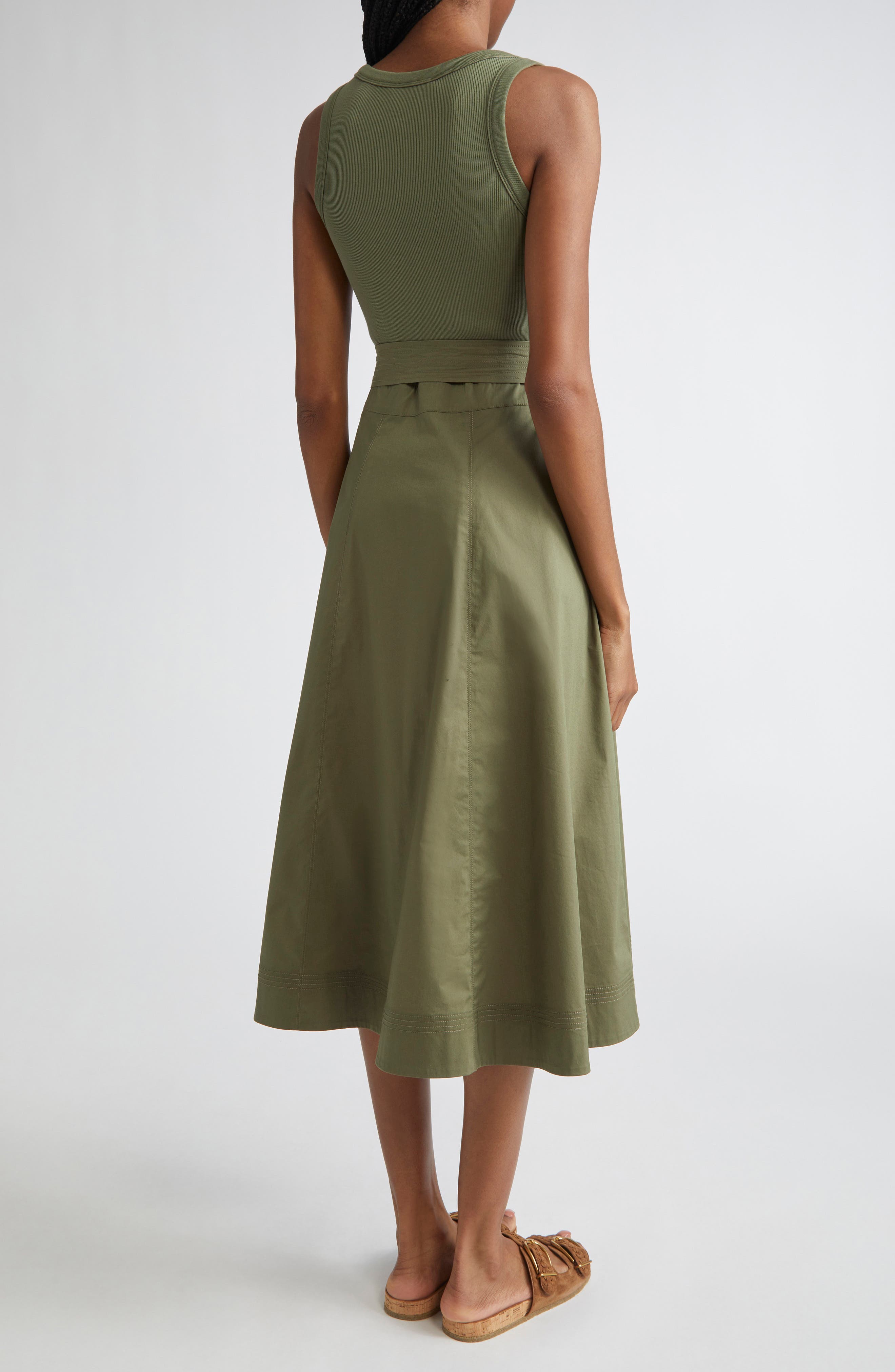 Veronica Beard Ennis Mixed Media Stretch Cotton Dress