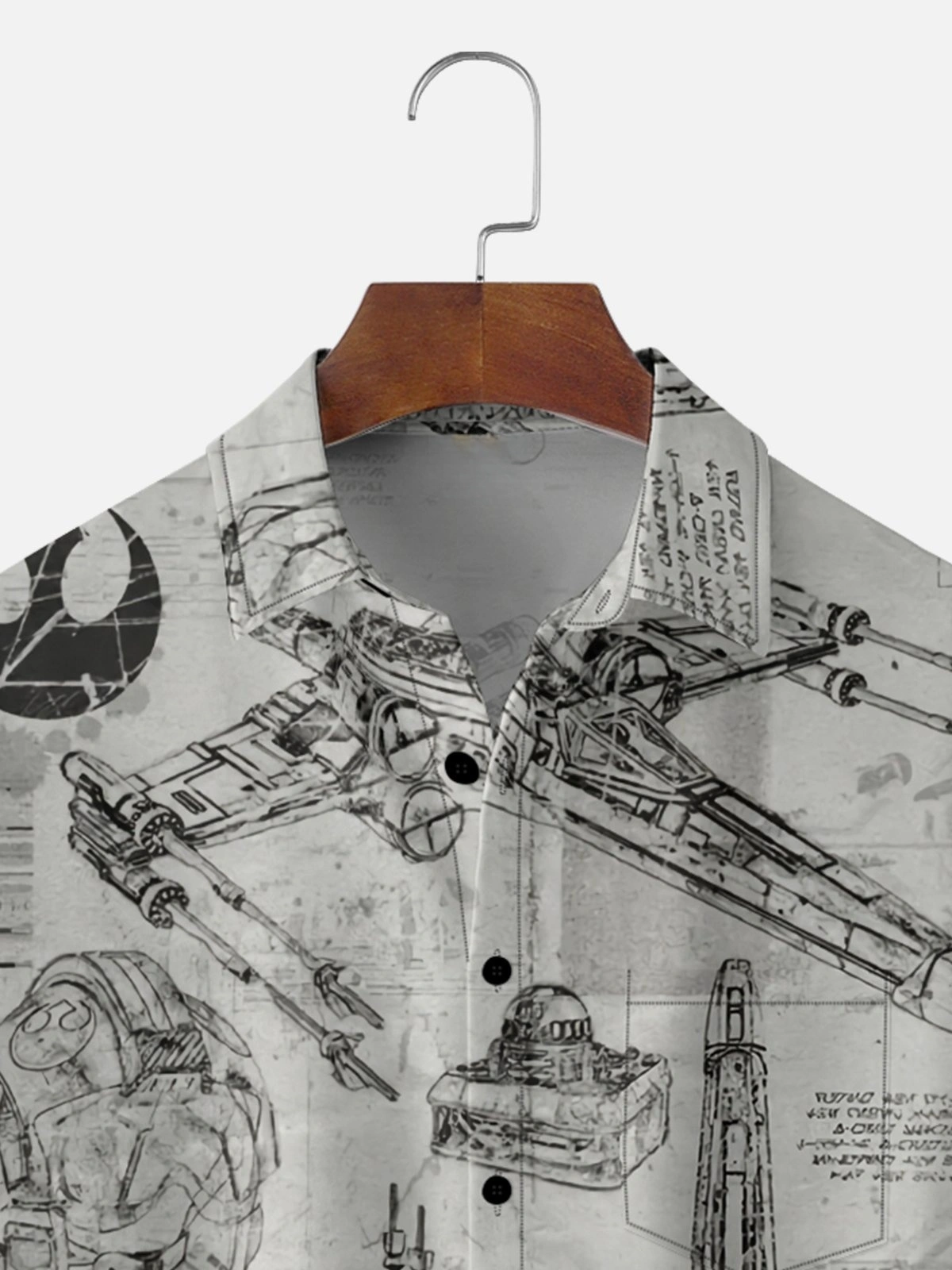 Moisture-wicking Star Universe Spaceship Chest Pocket Casual Shirt