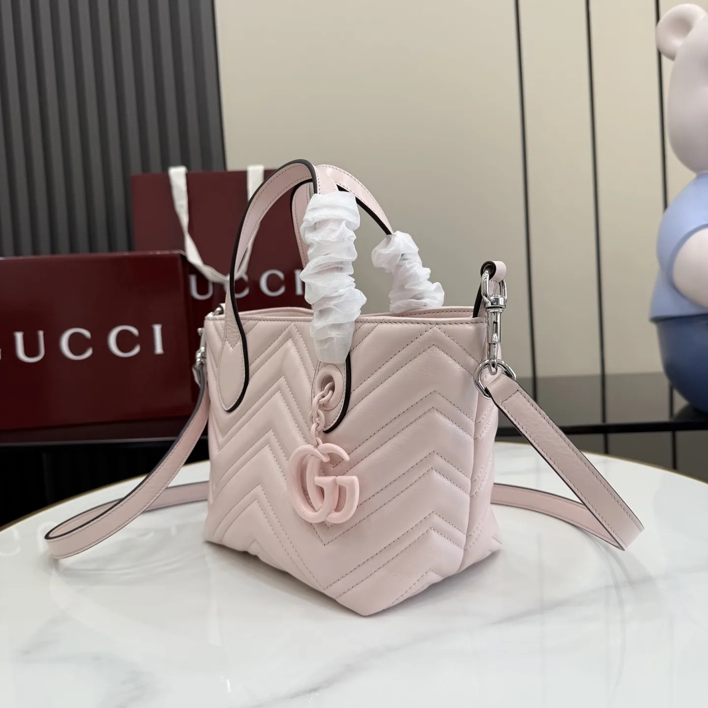 Gucci Marmont Pink GG Supreme Canvas Tote Bag product photo from LabelPicks