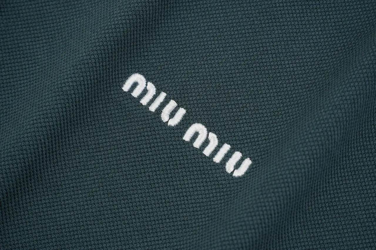 Miu Miu Dark Green Logo Long Sleeve Polo Shirt product photo from LabelPicks