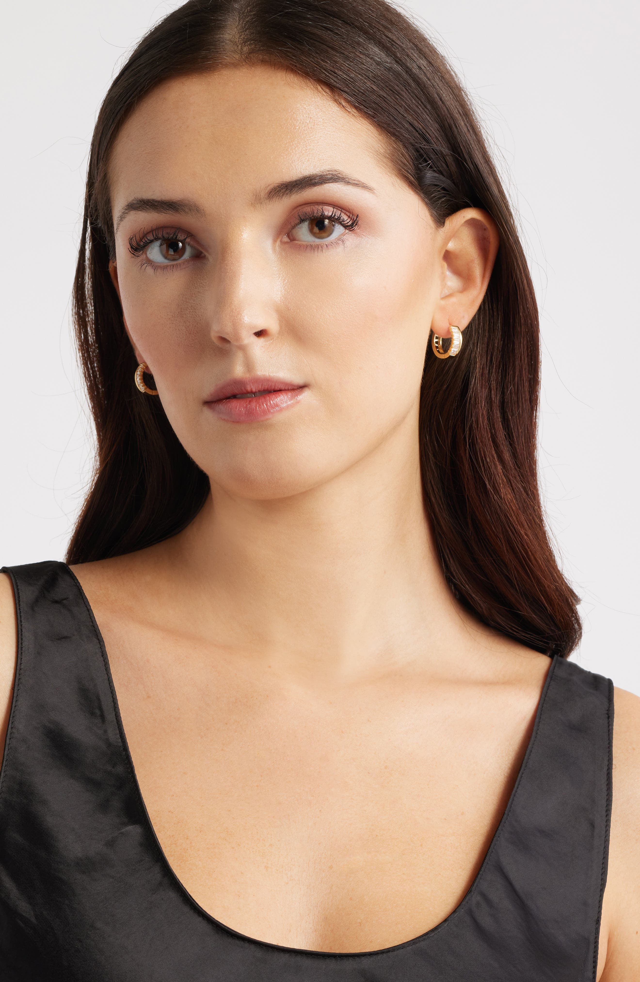 Nordstrom Trillion Cubic Zirconia Huggie Hoop Earrings