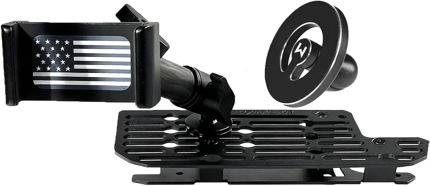 WXRYLYN Ram 1500 Phone Mount Heavy Duty Truck Phone Mount for 2019+ Ram 1500 2500 3500 TRX | Full Metal Magnetic & Univesal Phone Holder for iPhone 17/16 & Android | OEM Screw Hole Installation