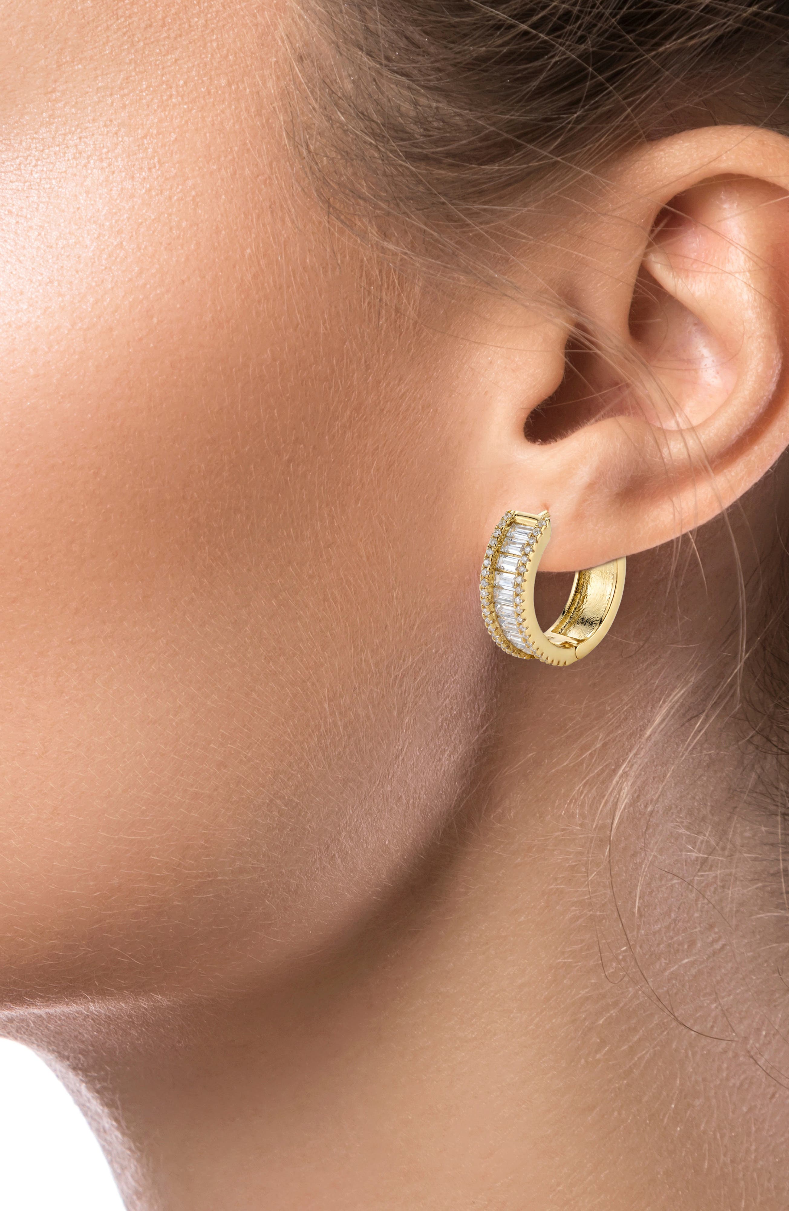 CZ by Kenneth Jay Lane Cubic Zirconia Huggie Hoop Earrings