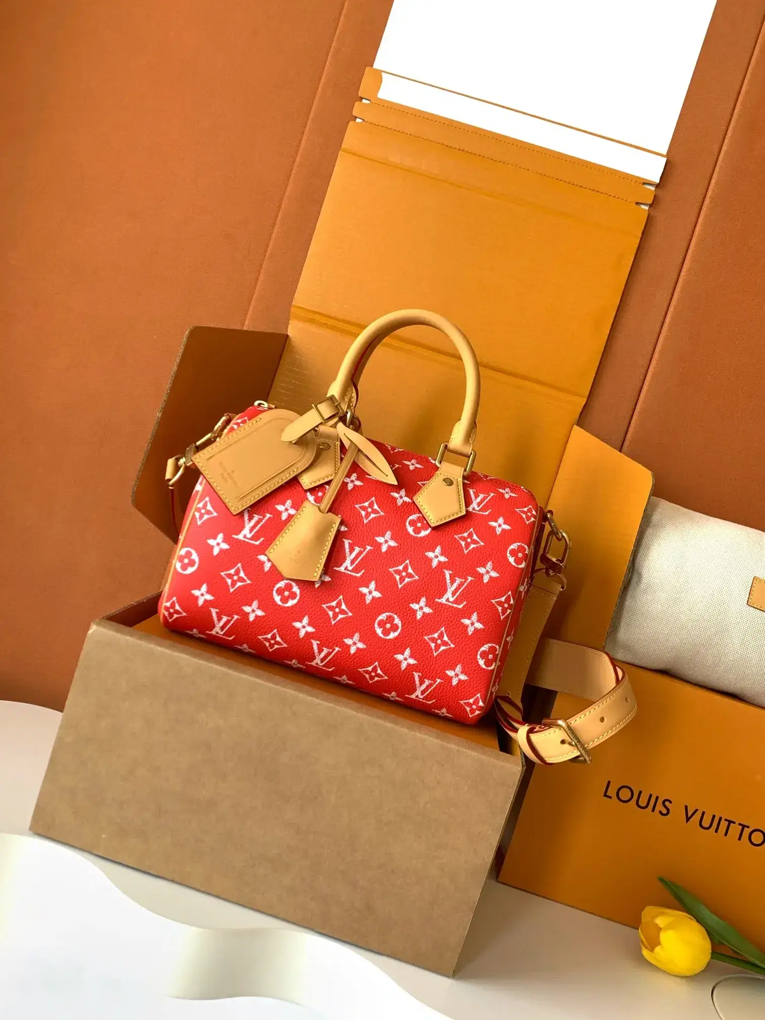 Louis Vuitton Red Calfskin Top Handle Bag product photo from LabelPicks